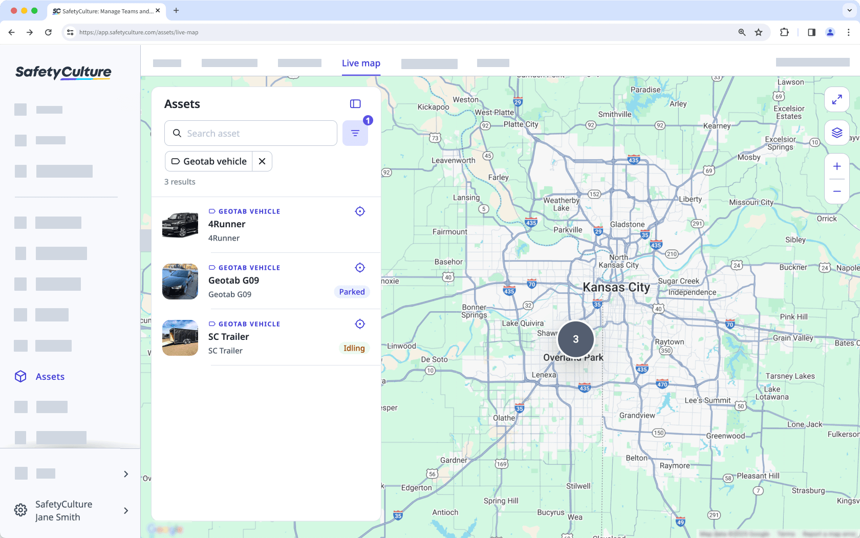 View your assets on Live map via the web app.