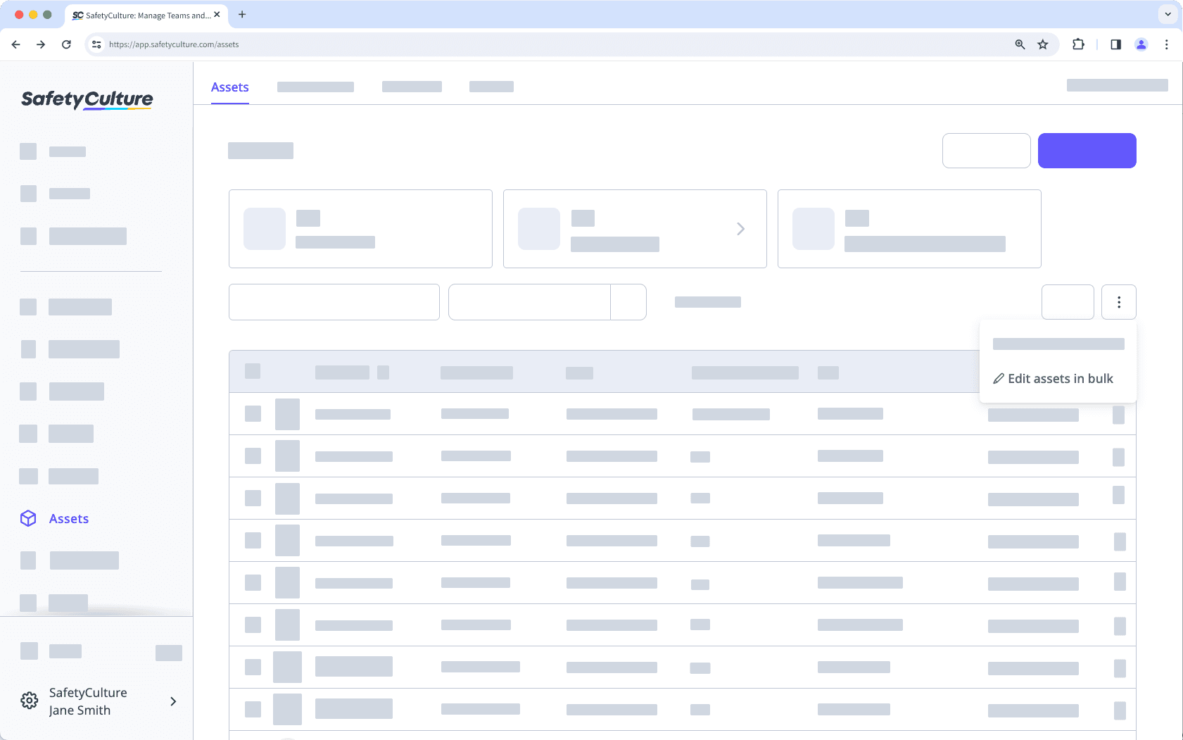 Click Edit assets in bulk via the web app.