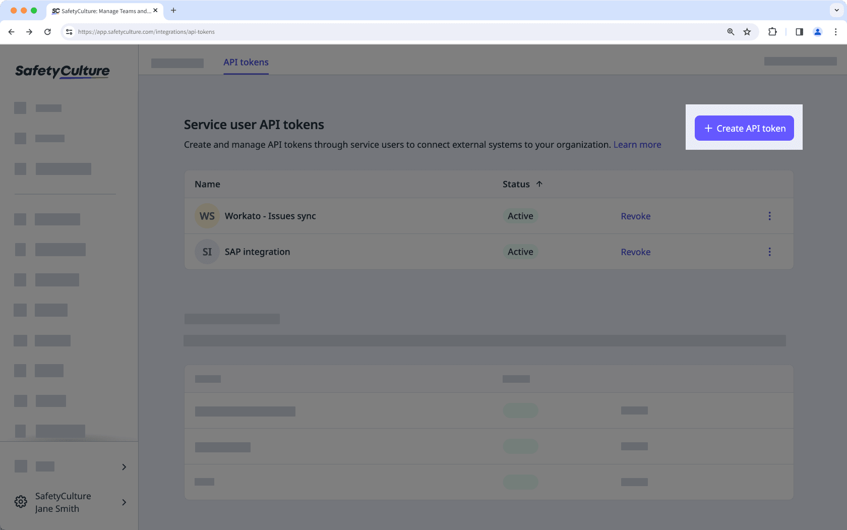 Create a service user API token from the API tokens tab via the web app.