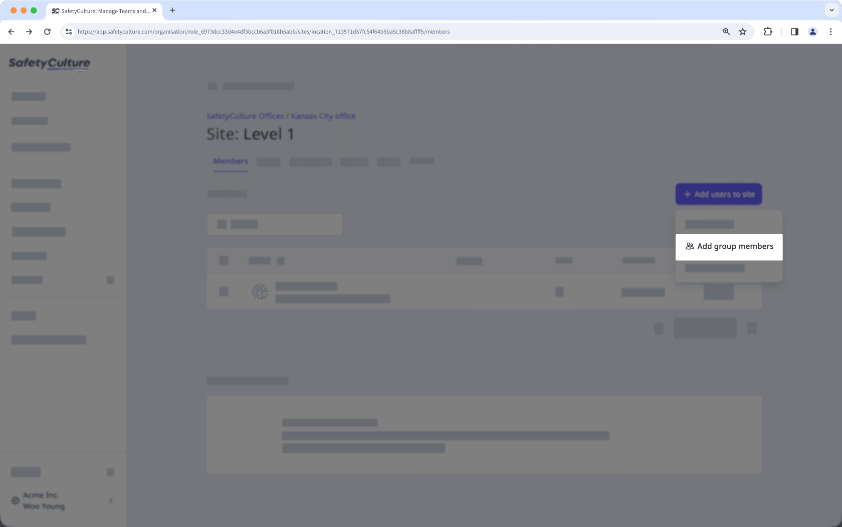 Add group members to sites via the web app.