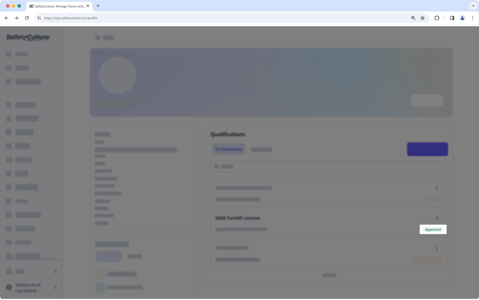 View a credential’s approval status via the web app.