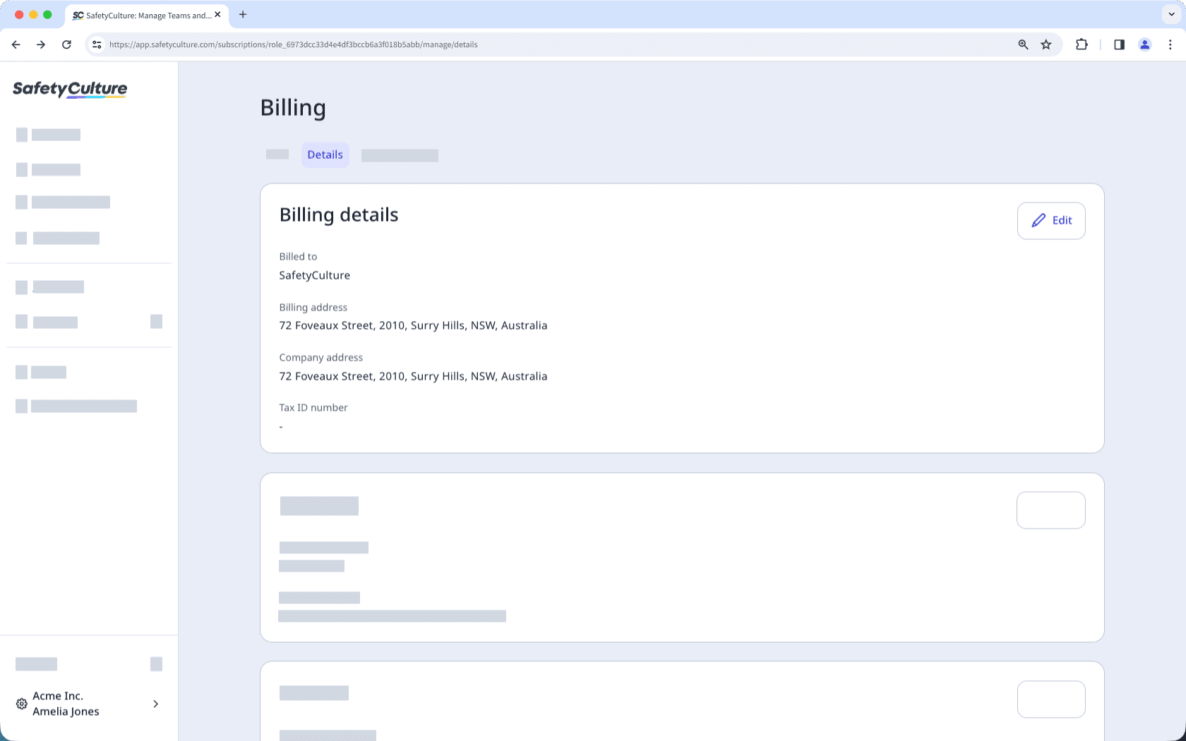 Update the billing address via the web app.