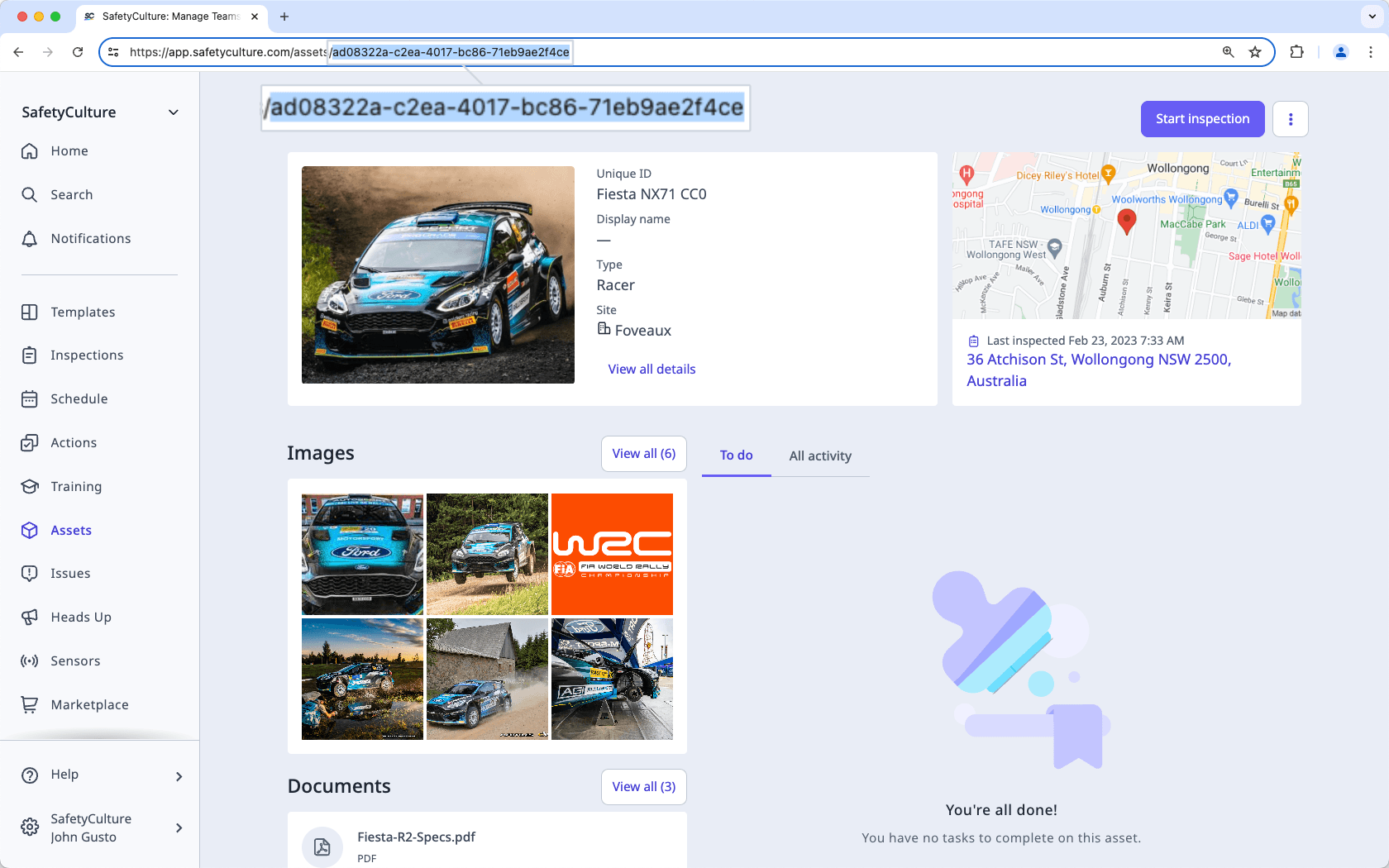 Get an asset ID via the web app.