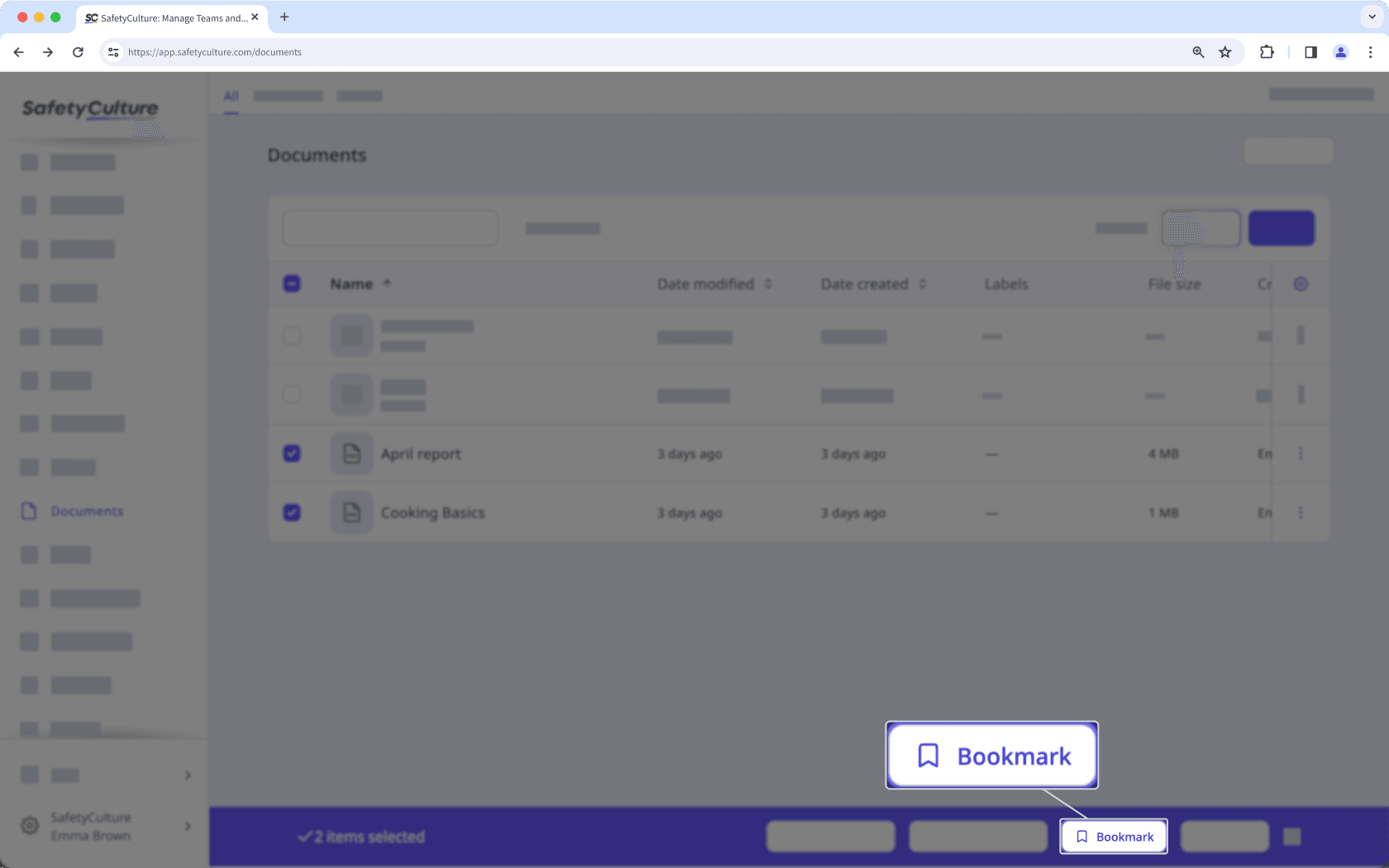 Bulk bookmark or unbookmark files or folders via the web app.