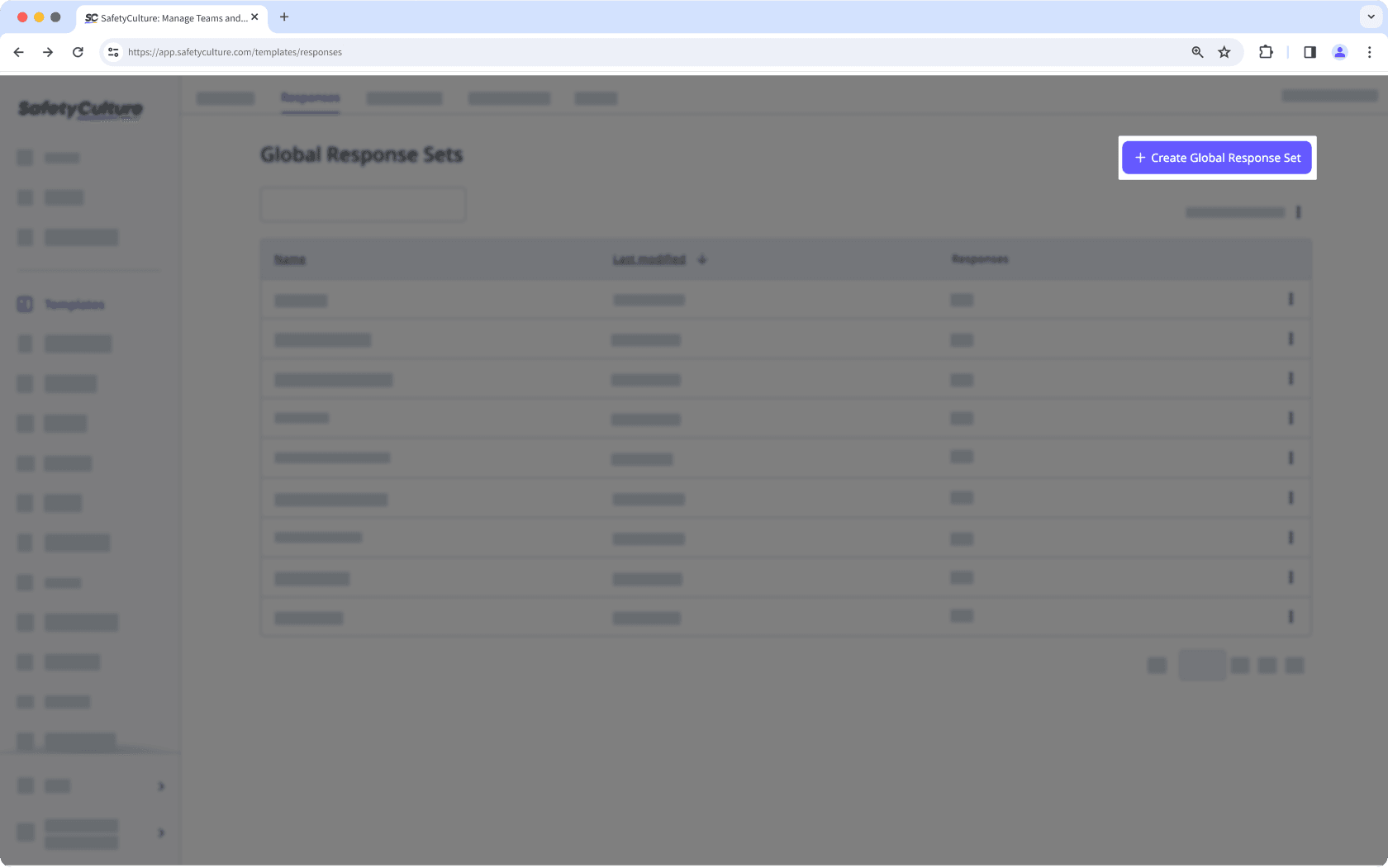 Create a Global Response Set (GRS) via the web app.