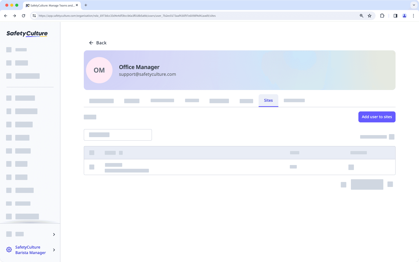 Add a user to multiple sites or levels via the web app.