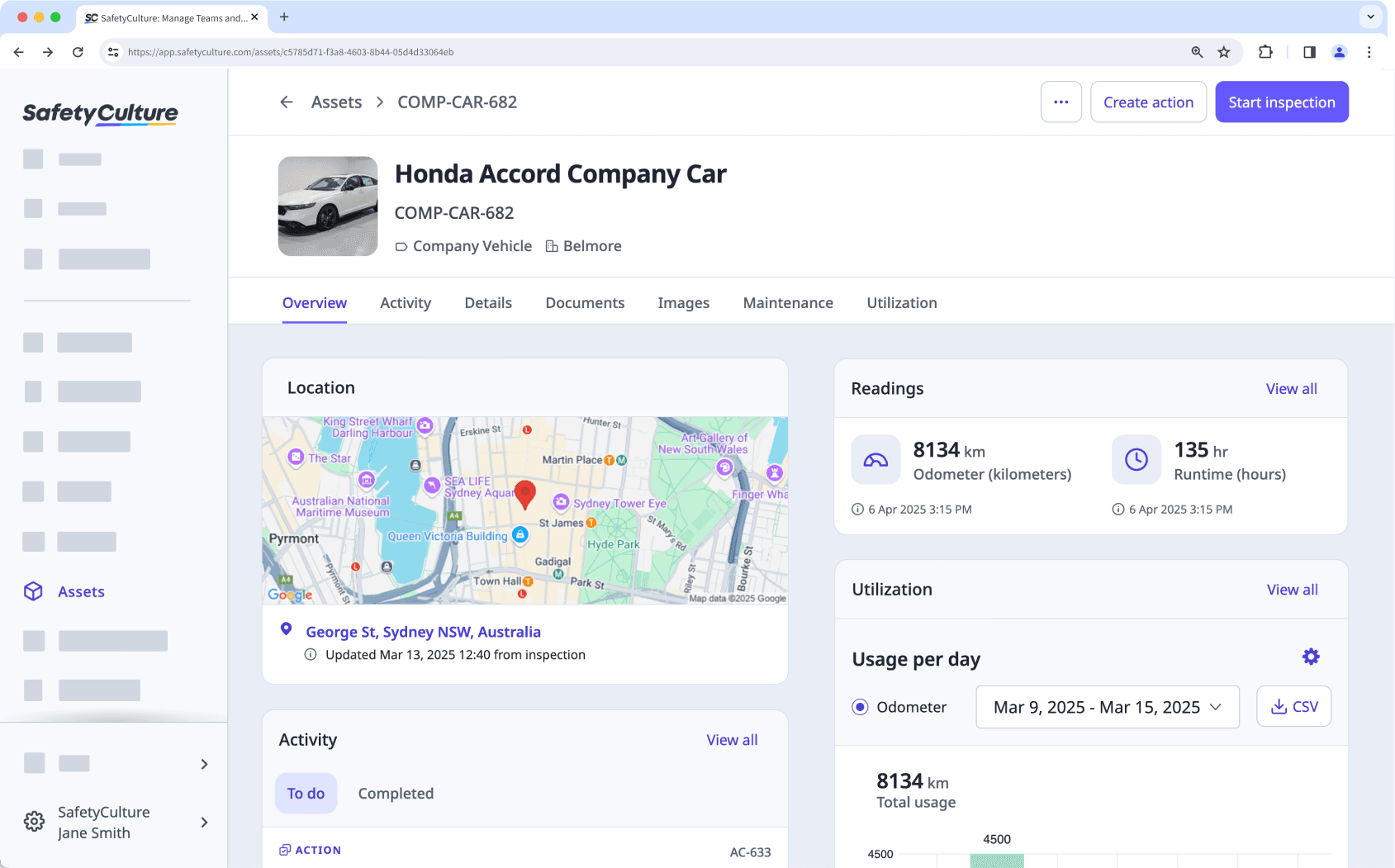 View an asset profile via the web app.