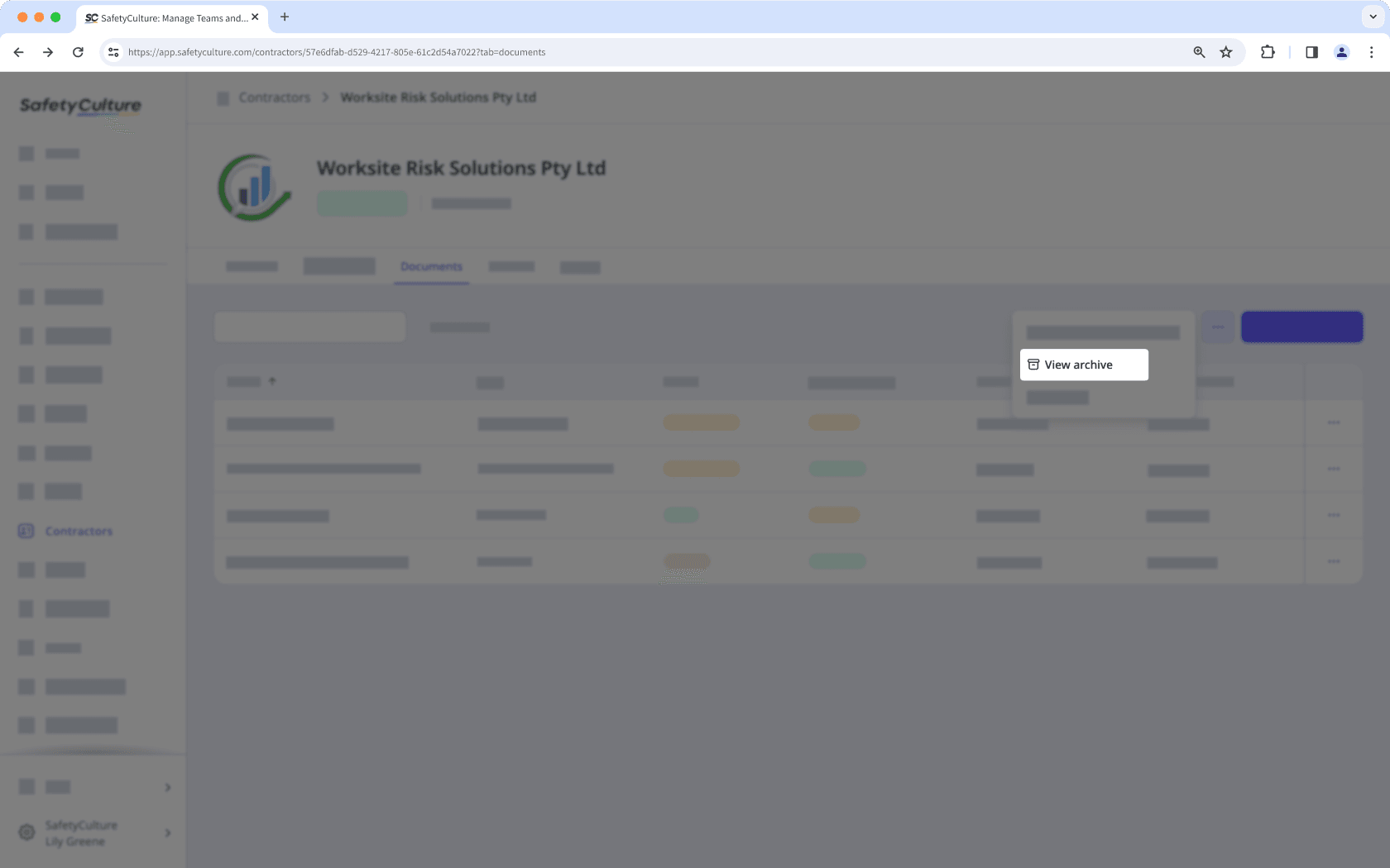 View company document archive via the web app.