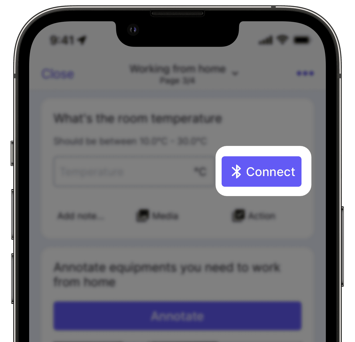Connect the Bluetooth thermometer via the mobile app.
