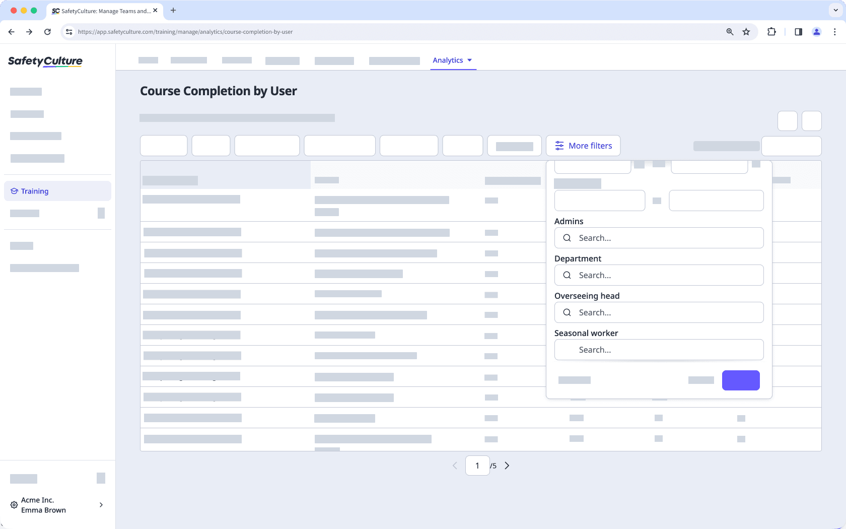 View the relevant team members while checking your users' course completion by filtering with user fields.