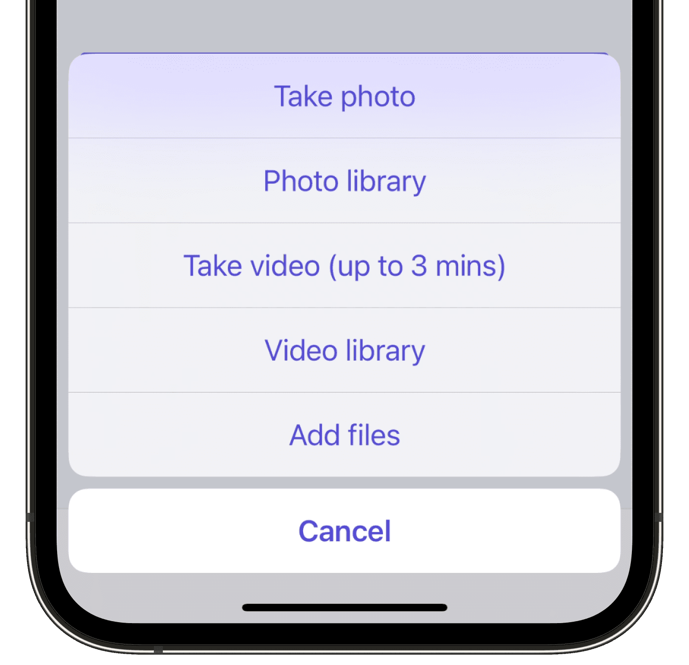 Attach media in inspections via the iOS mobile app.