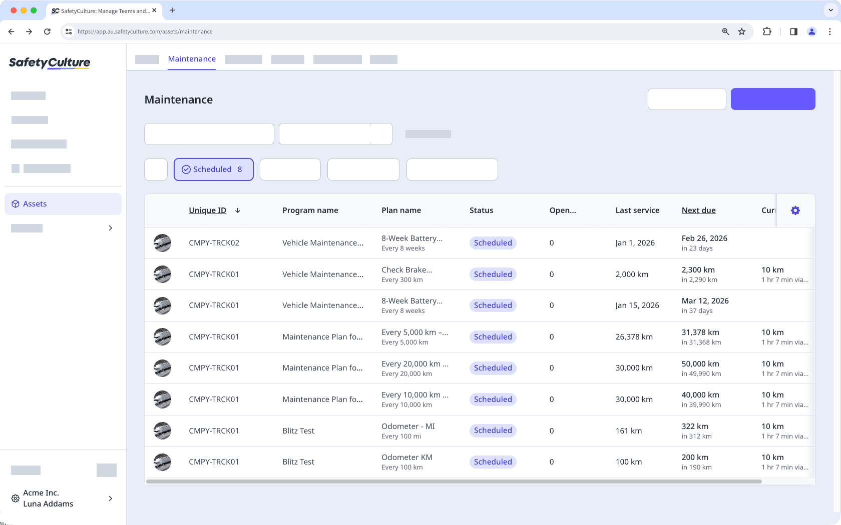 View scheduled plans via the web app.