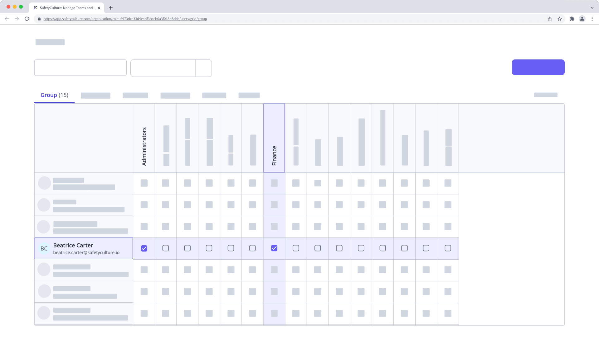 Bulk add or remove users from groups using the group matrix via the web app.