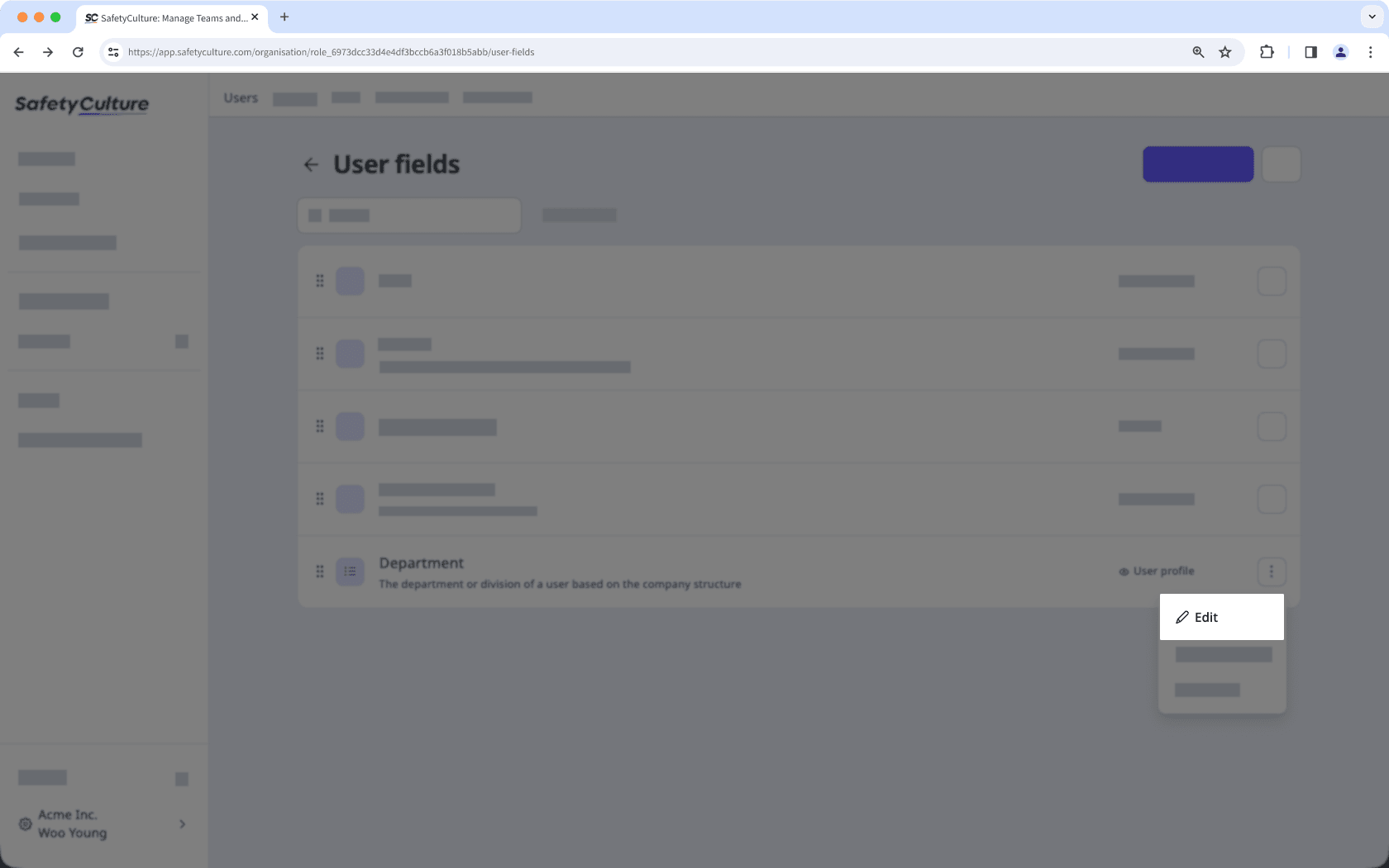 Edit a user field via the web app.