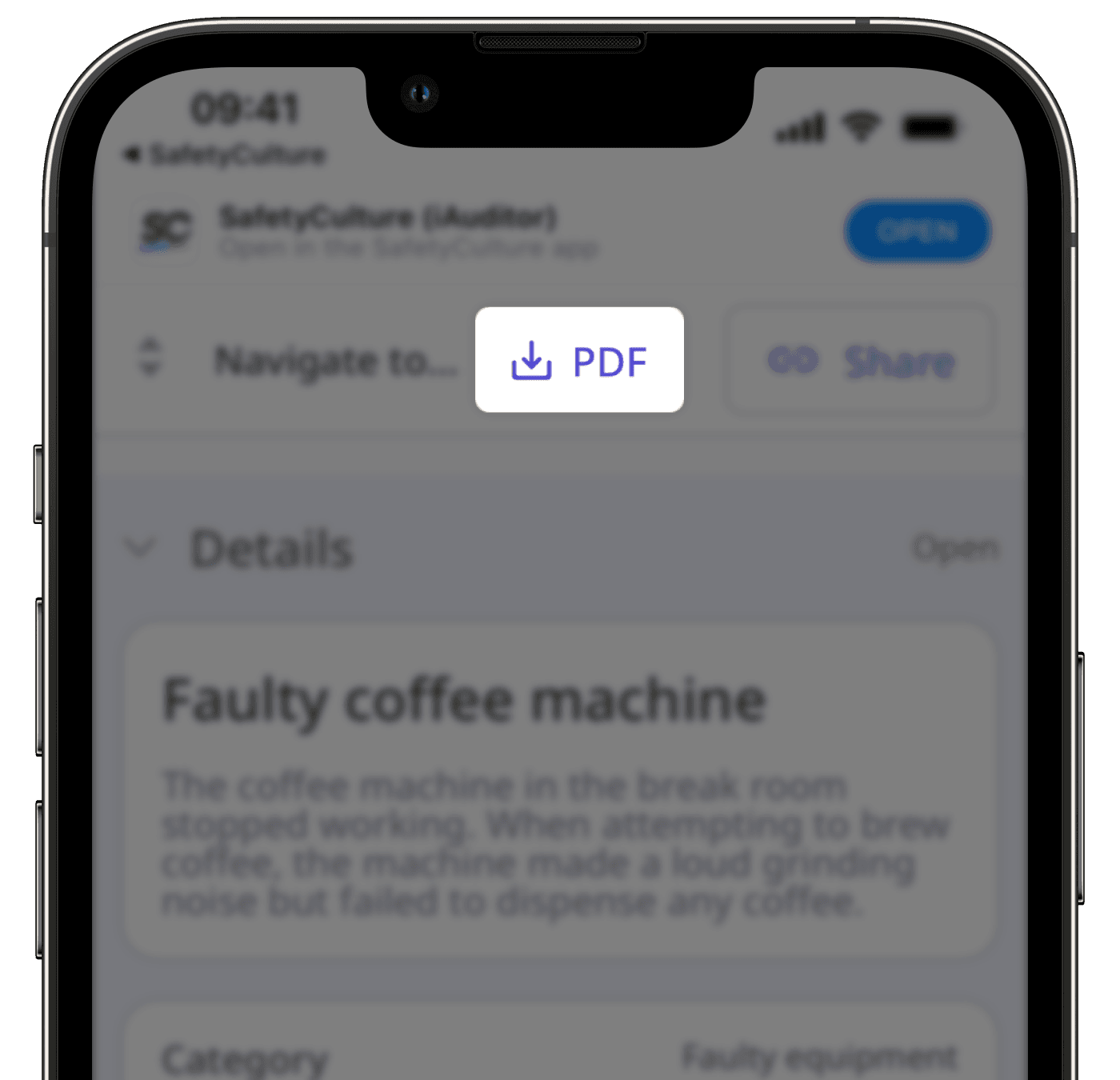 Download issue report as PDF via the mobile app.