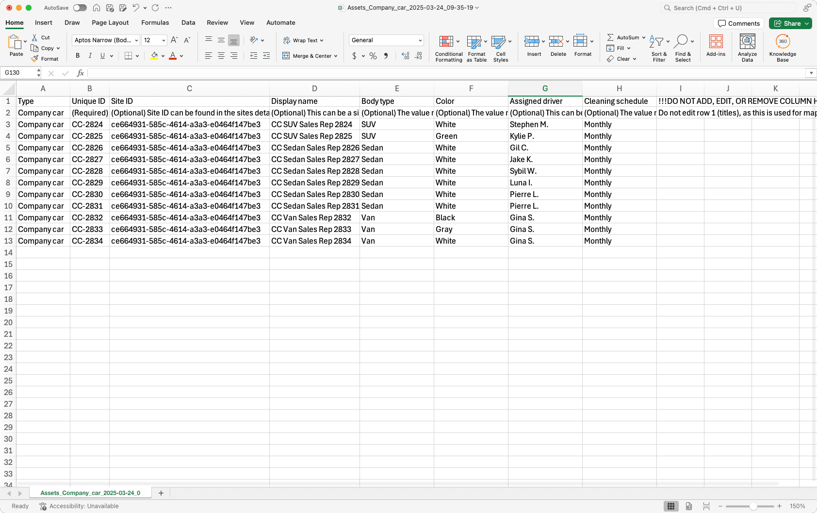 Bulk add assets via CSV in the web app.