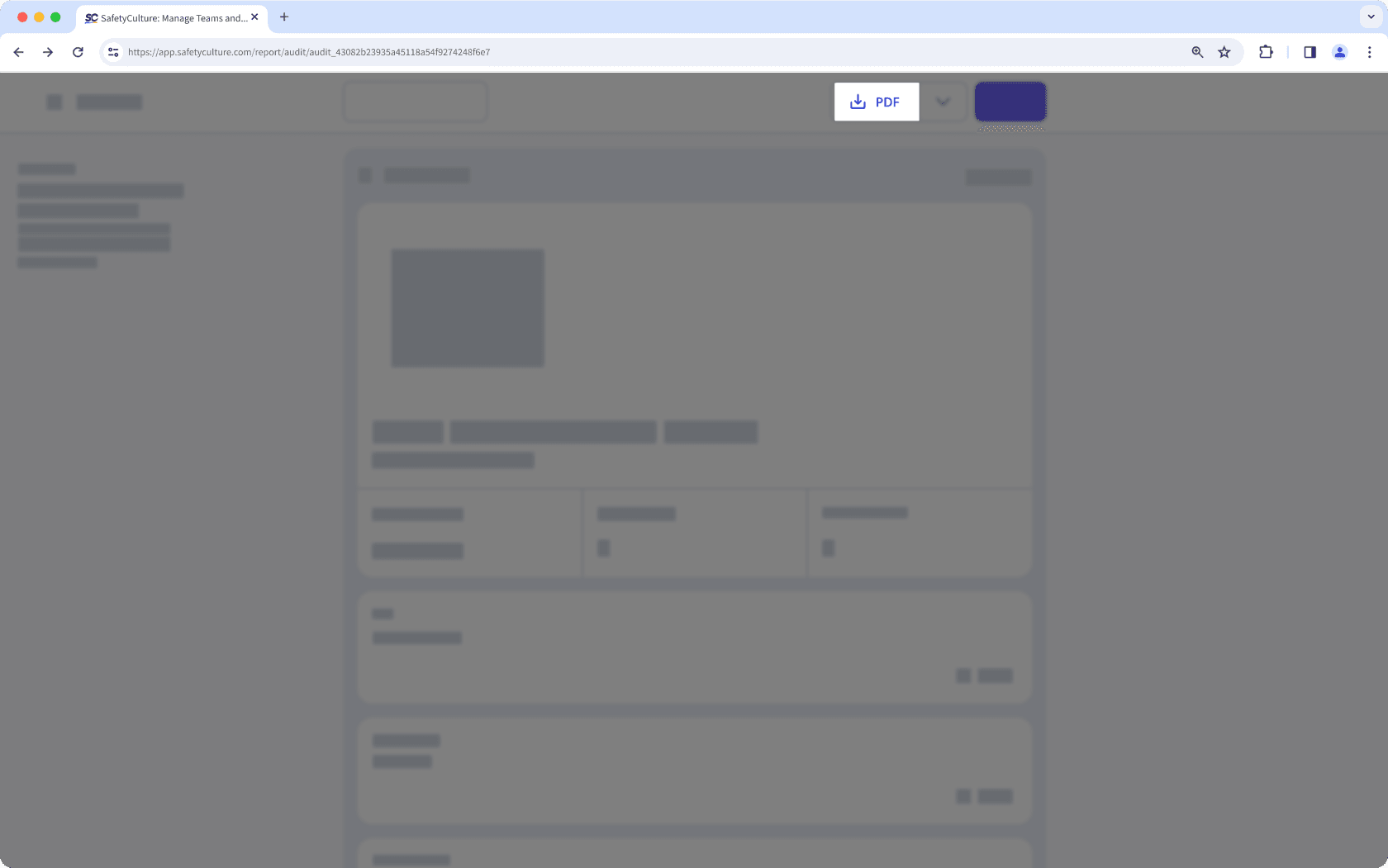 Export an inspection as a PDF report via the web app.
