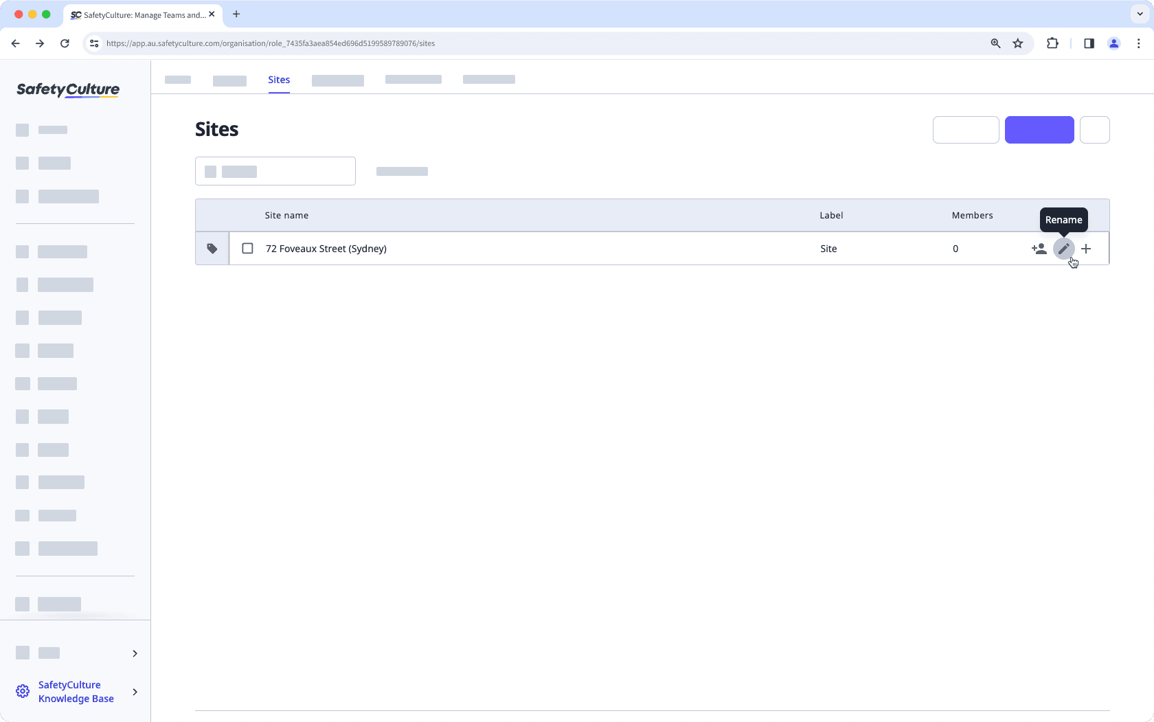 Rename sites via the web app.