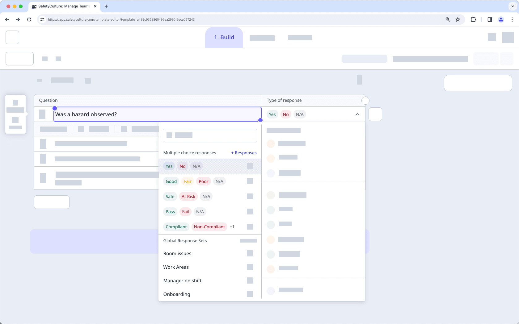 Create a multiple choice response question via the web app.