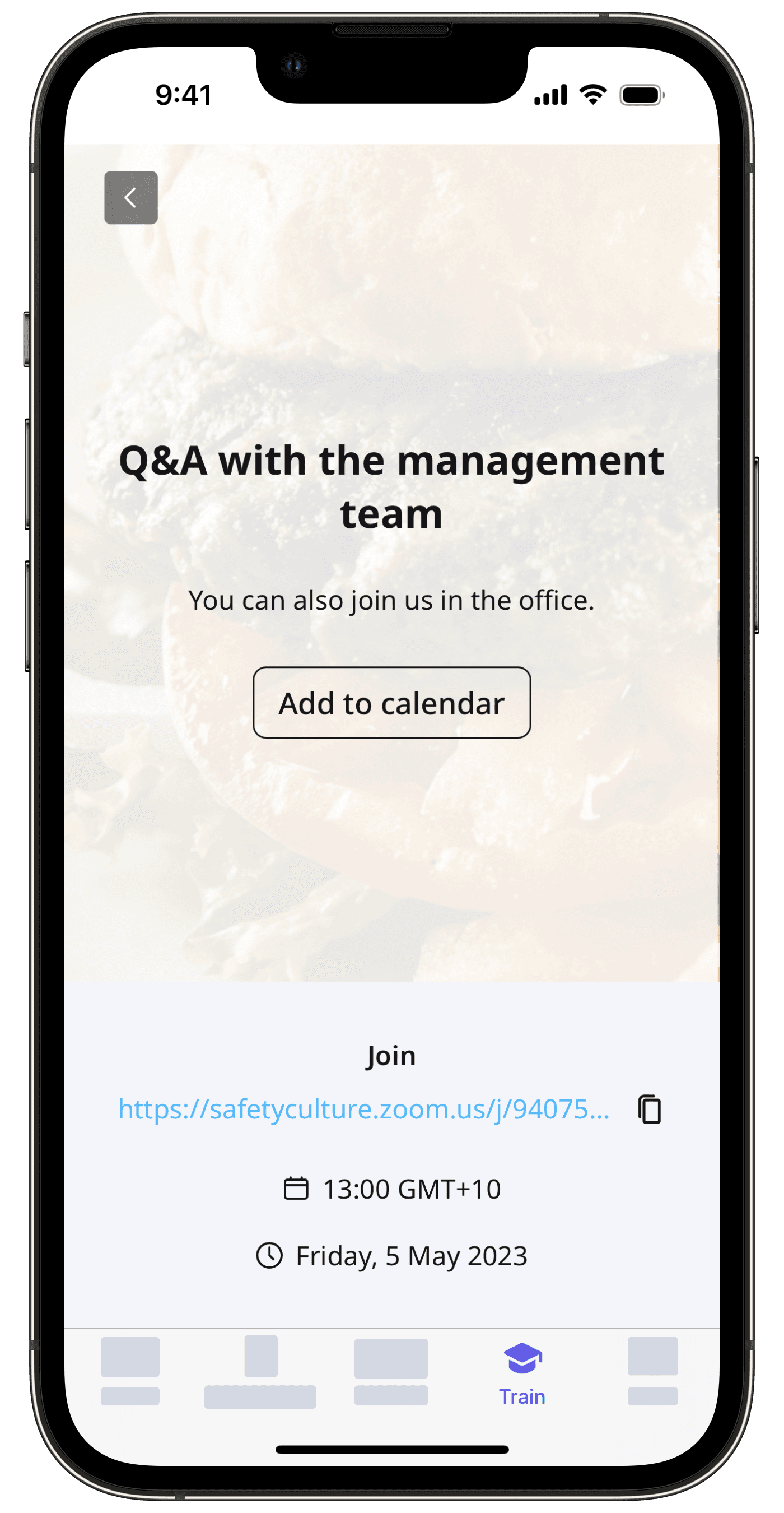 Interact with the meeting lesson type via the mobile app.