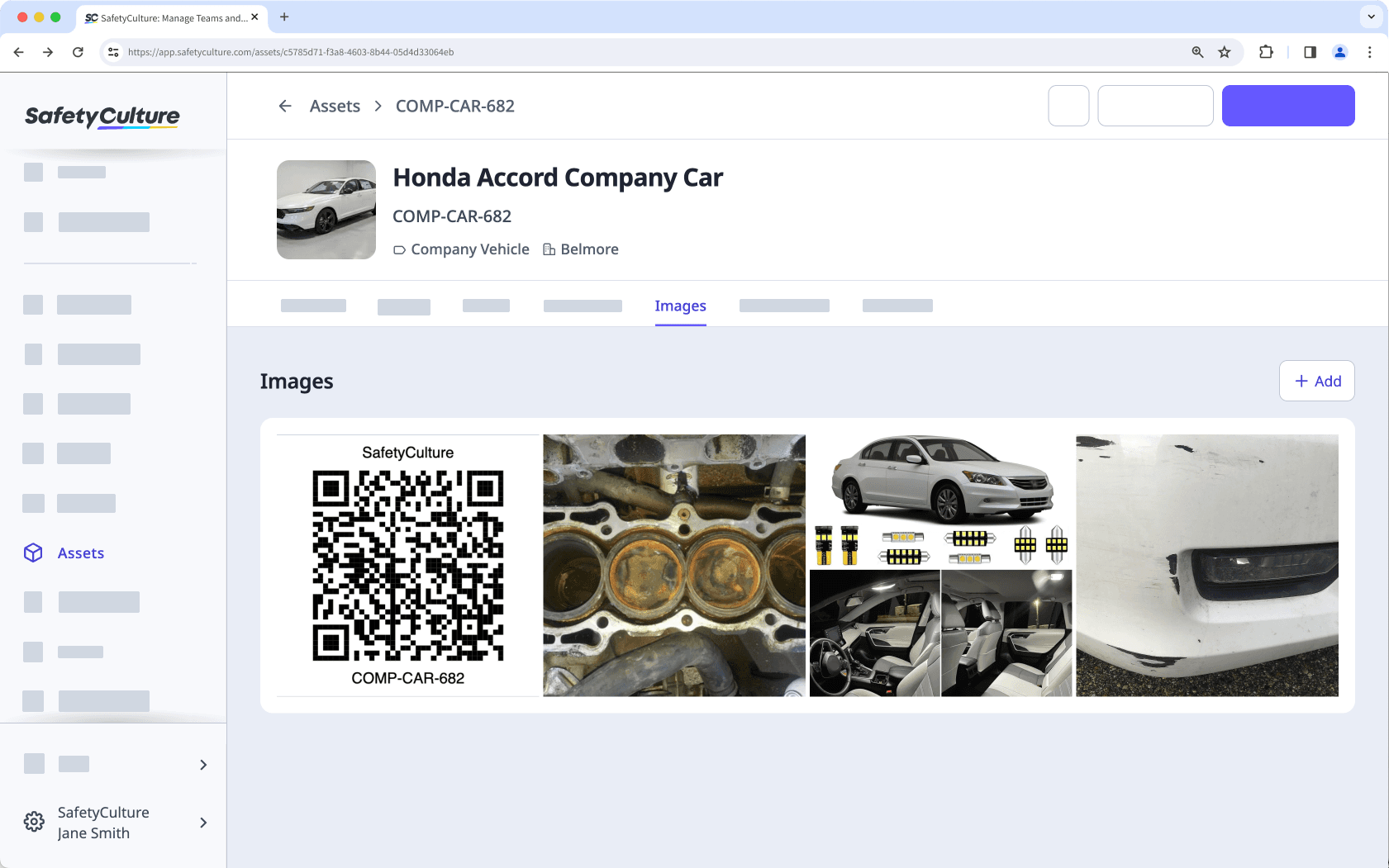 Add images in the asset profile via the web app.