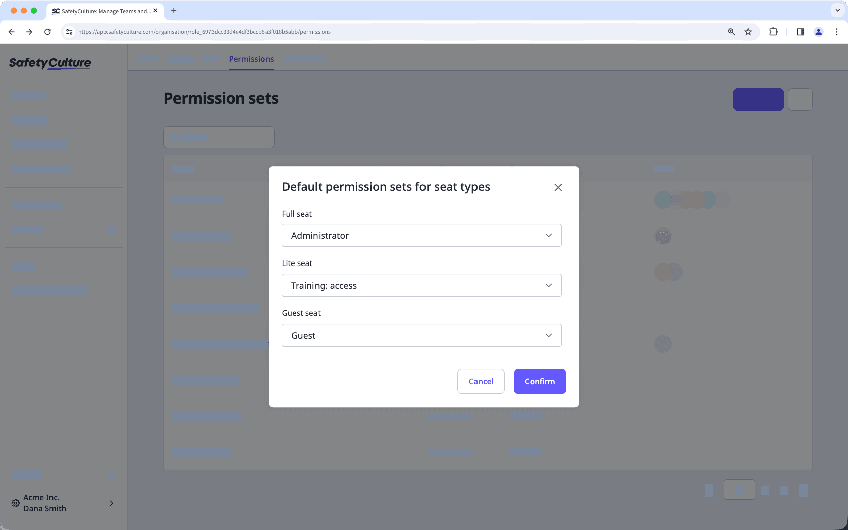 Set default permission sets via the web app.