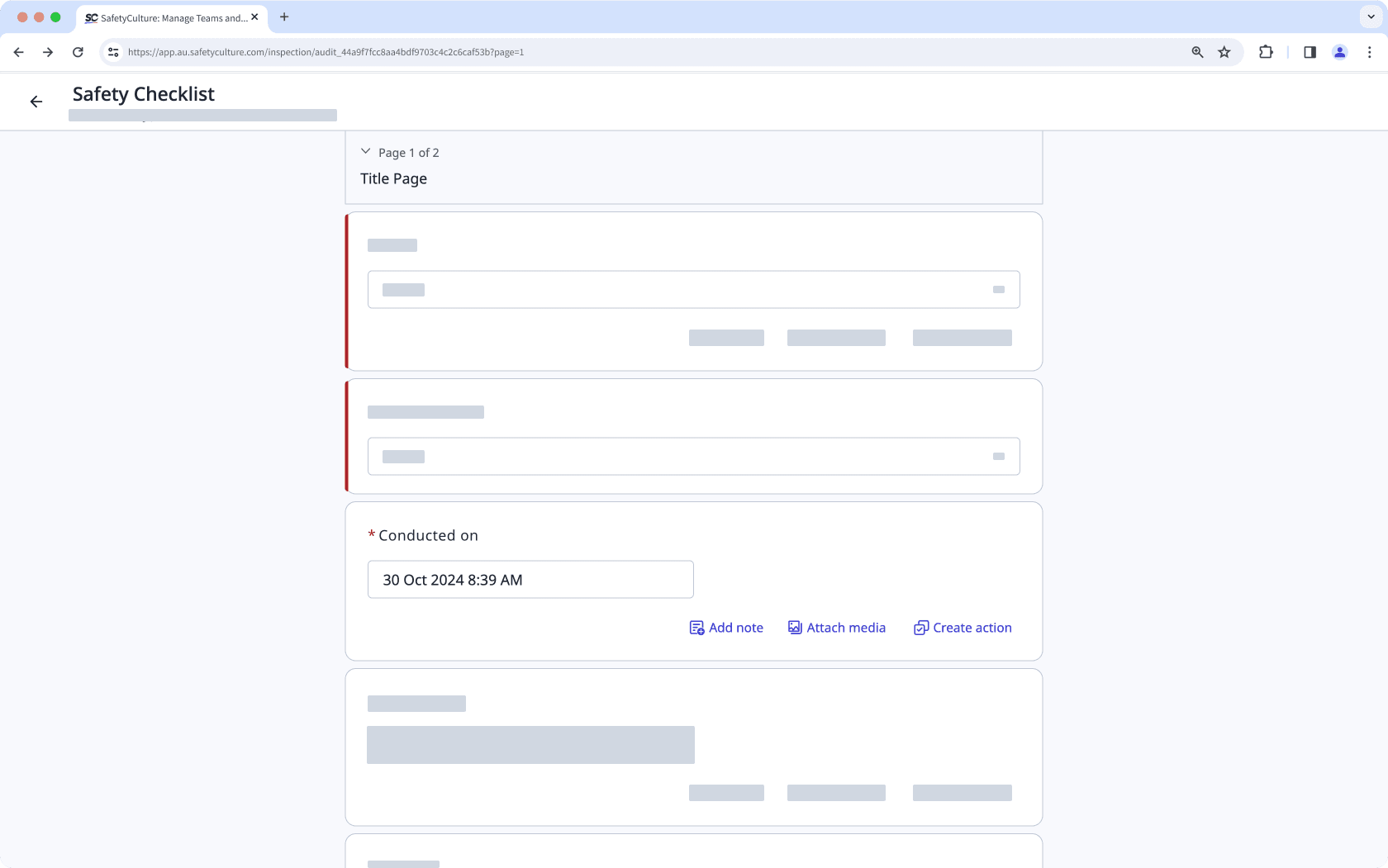 The inspection date response type in an inspection.