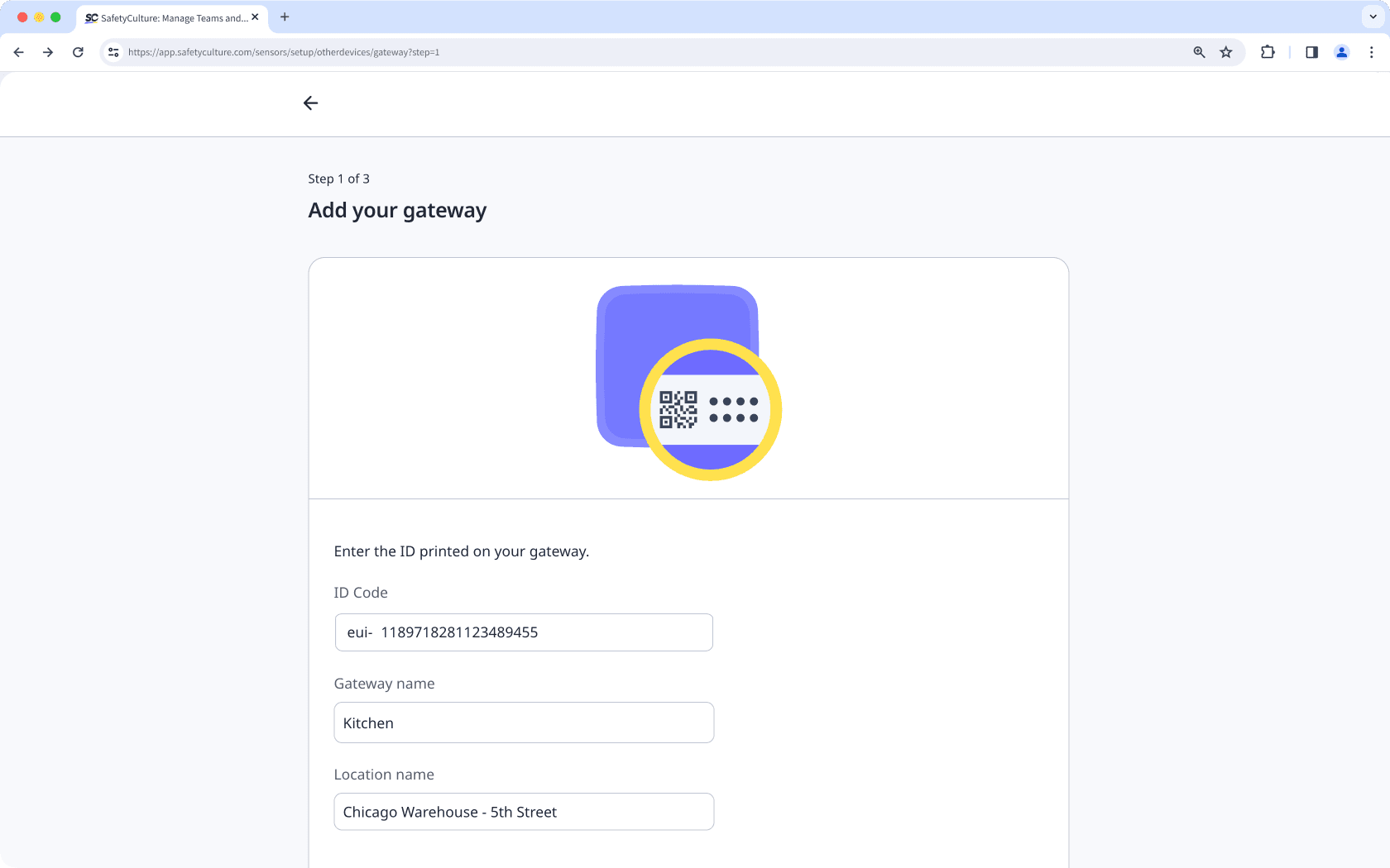 Configure the details of your gateway via the web app.