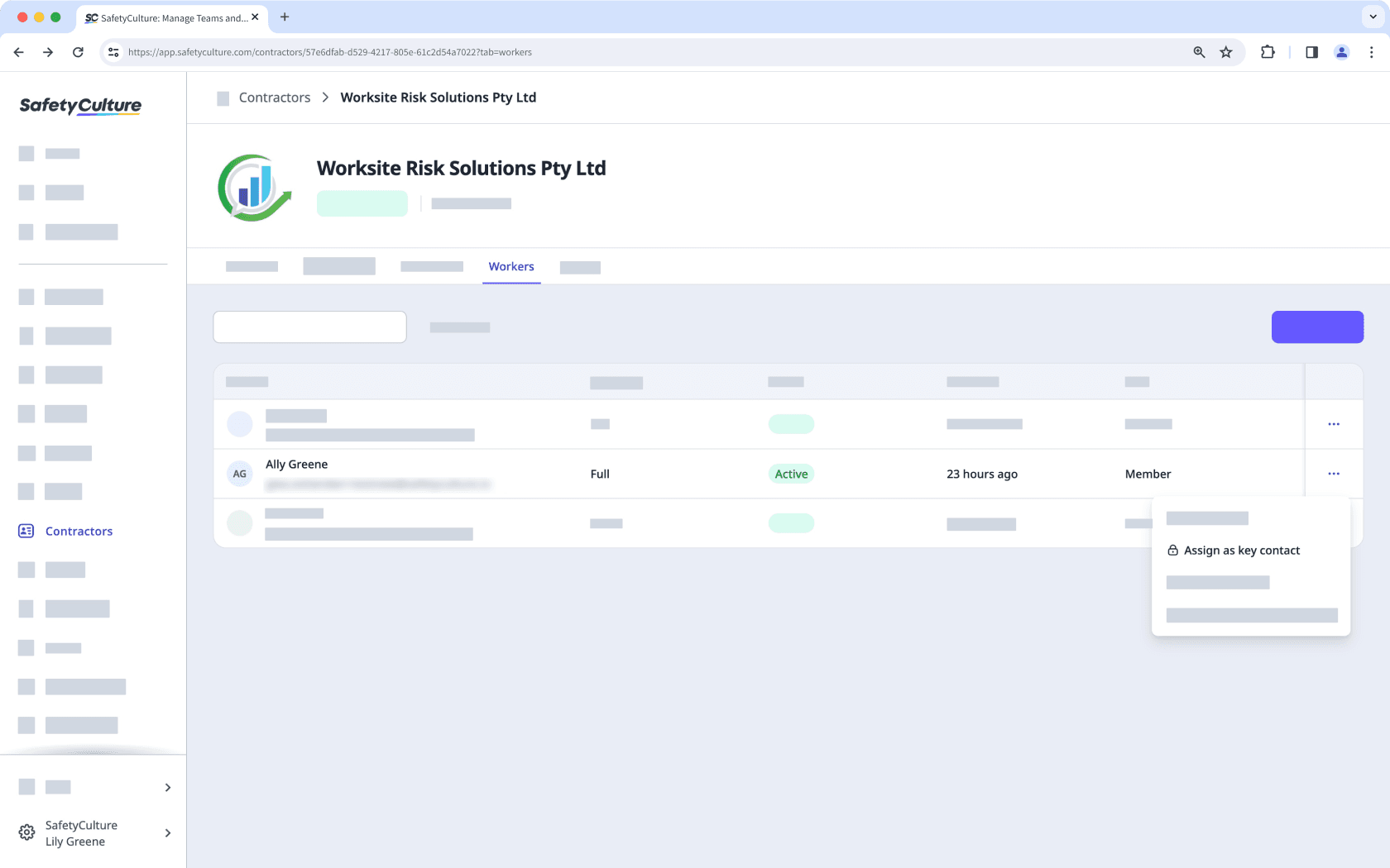 Assign a company key contact via the web app.