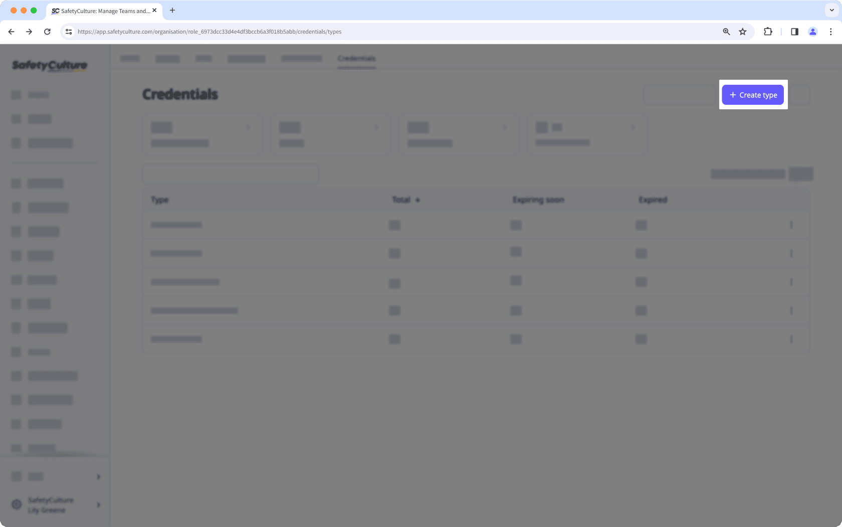 Create a credential type via the web app.