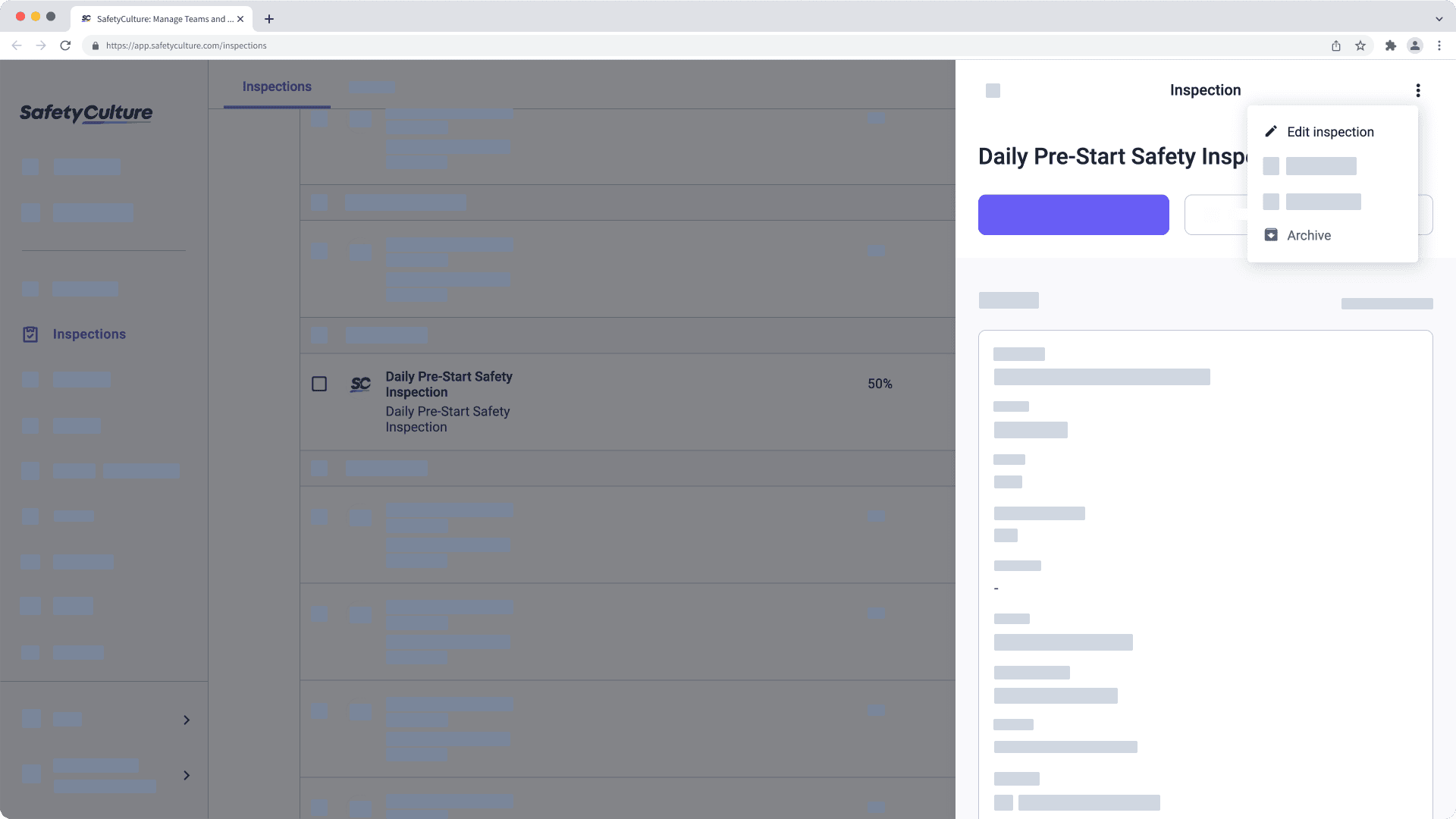 Check your inspection access level via the web app.