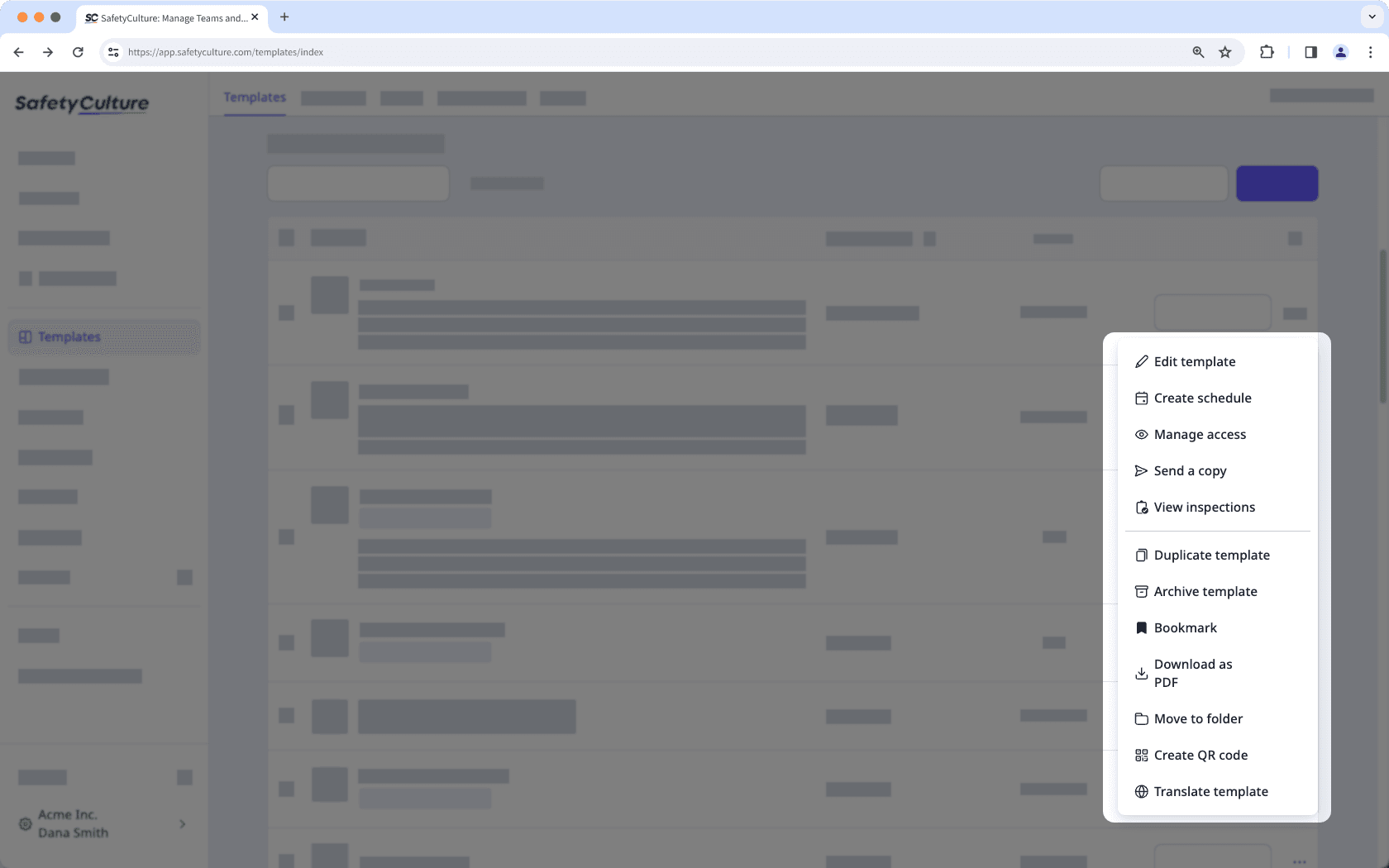 An example of managing a template.