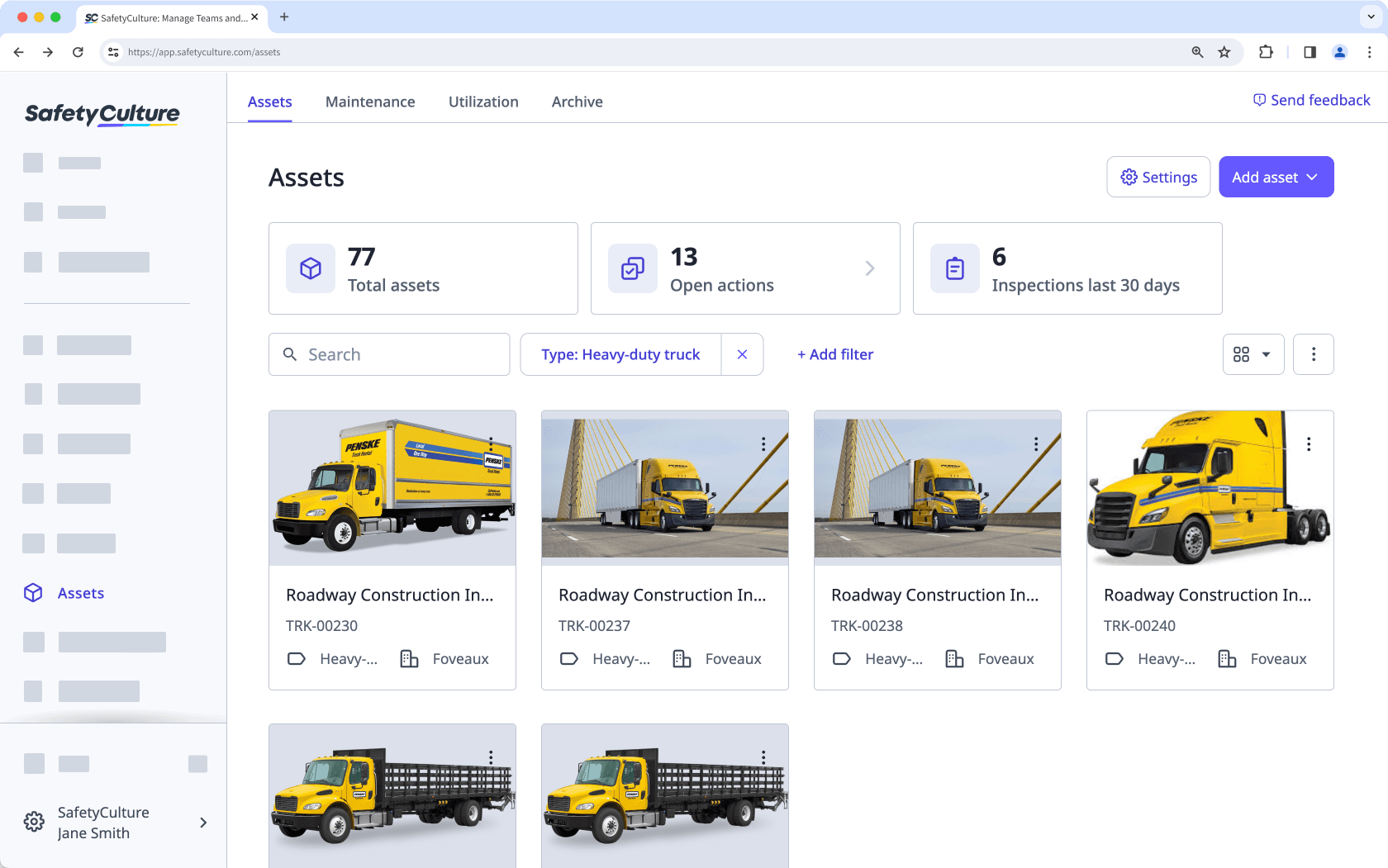 View Assets via the web app.