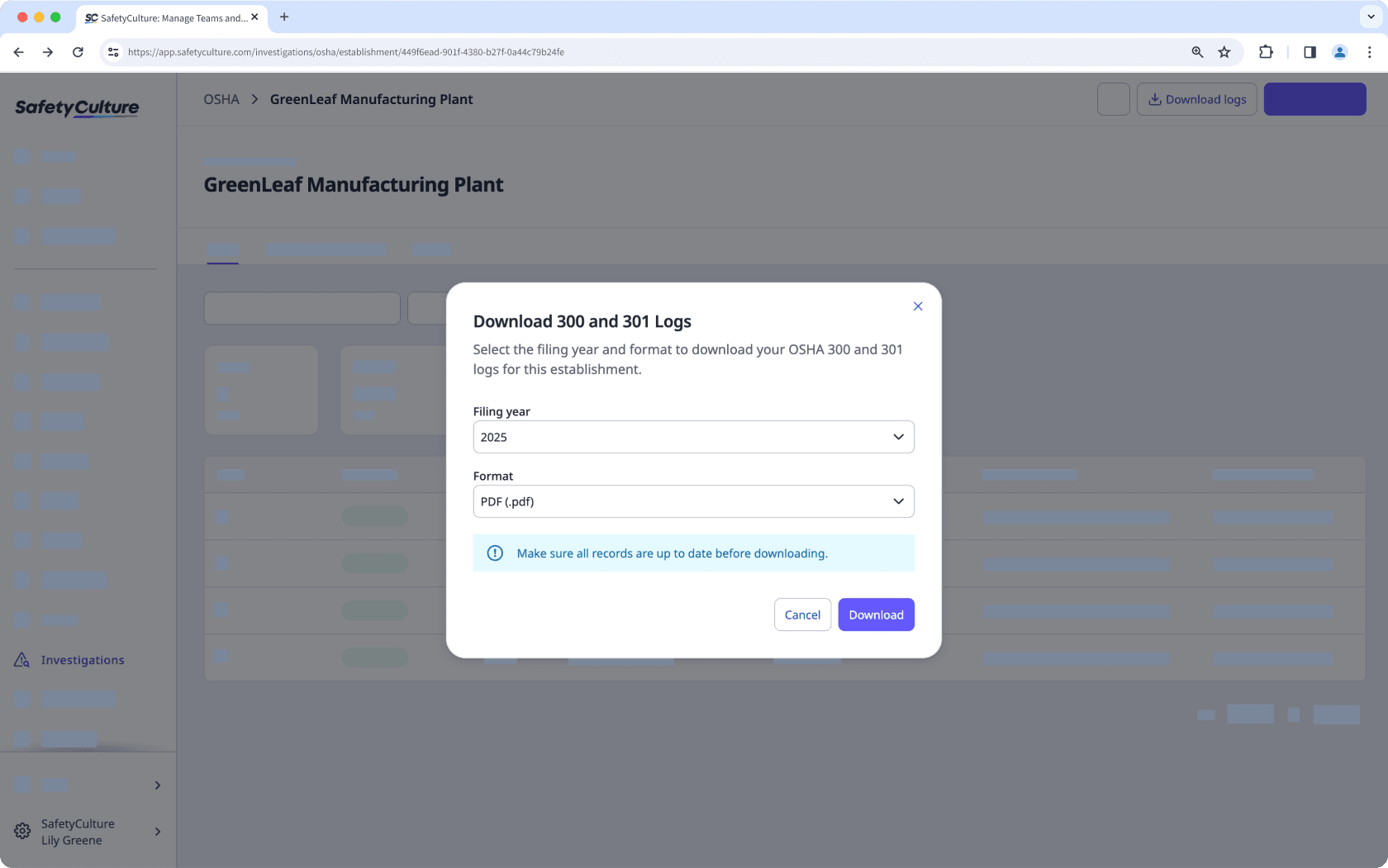 Download 300 and 301 logs as PDF via the web app.