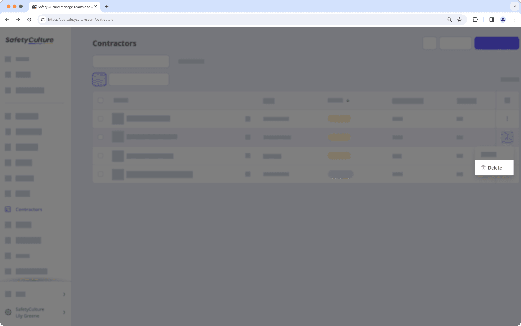 Delete a company via the web app.