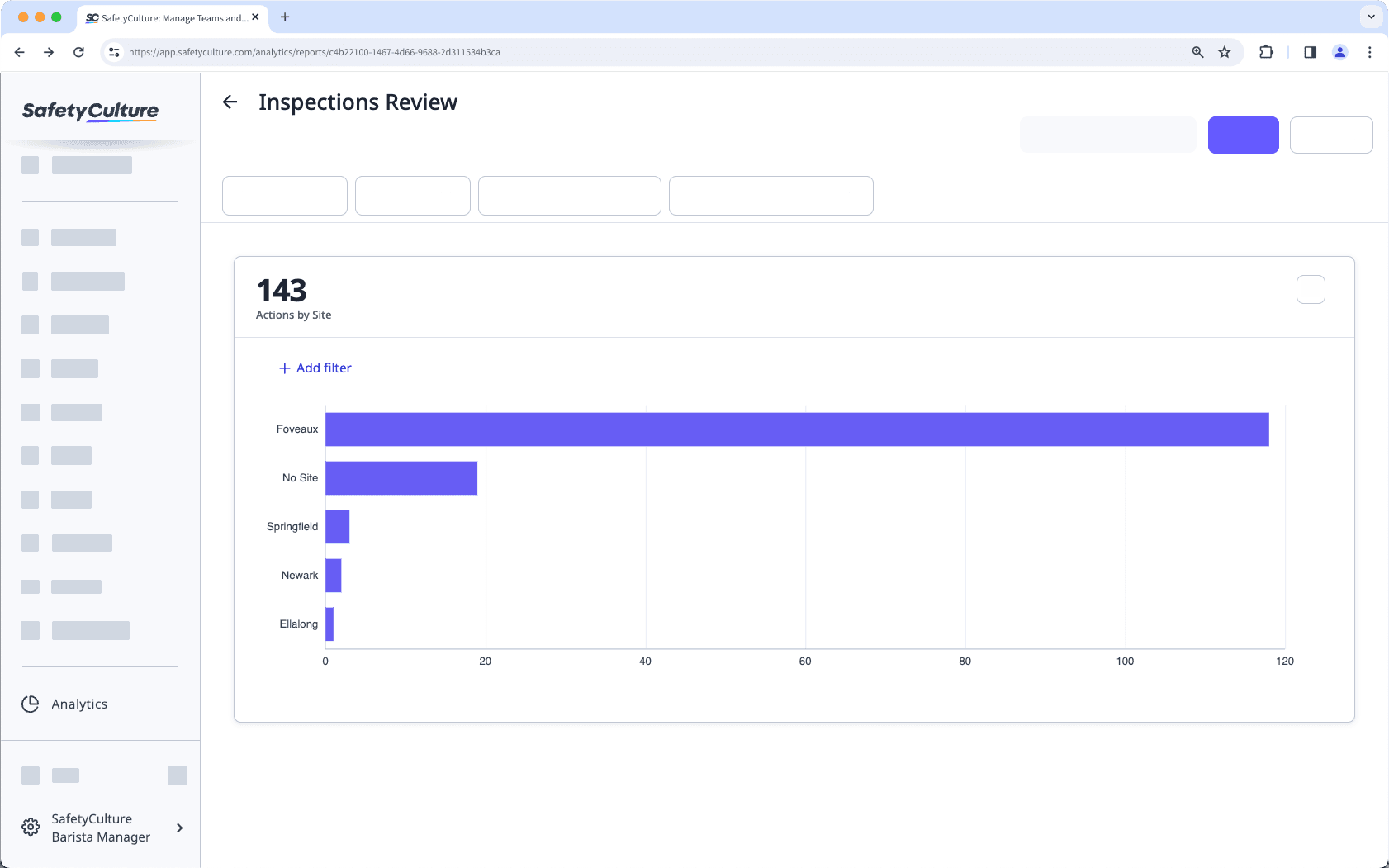 Visualize your data by using the bar chart type via the web app.