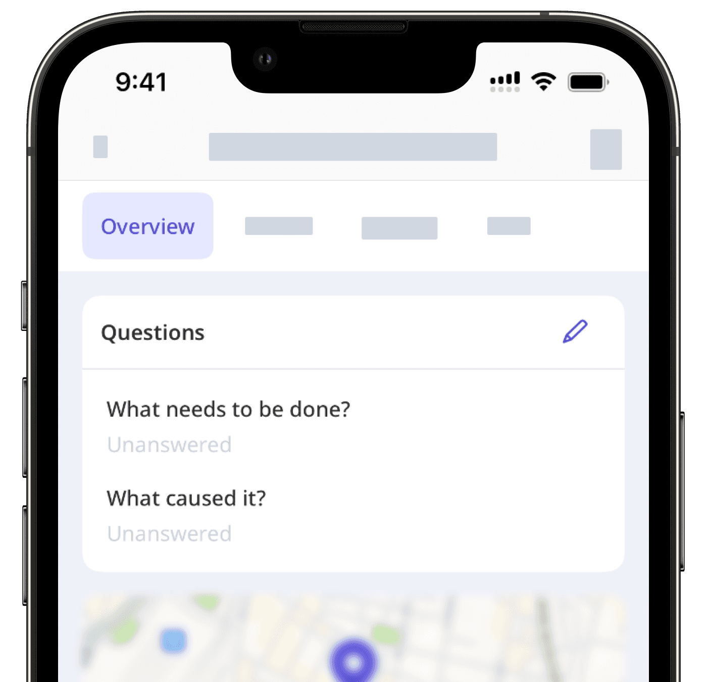 Answer issue custom questions via the mobile app.