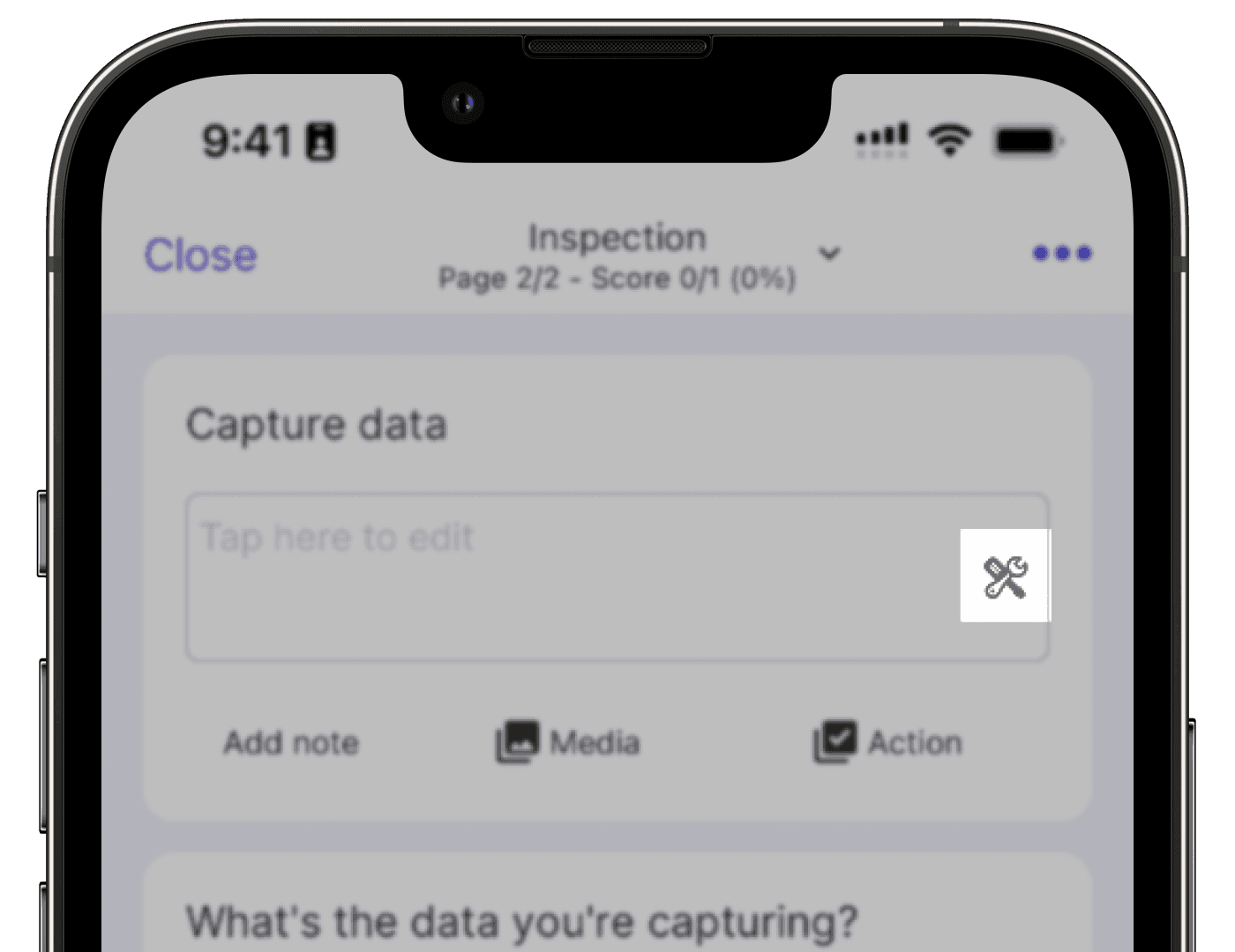 View available data capture options in inspections on the mobile app.