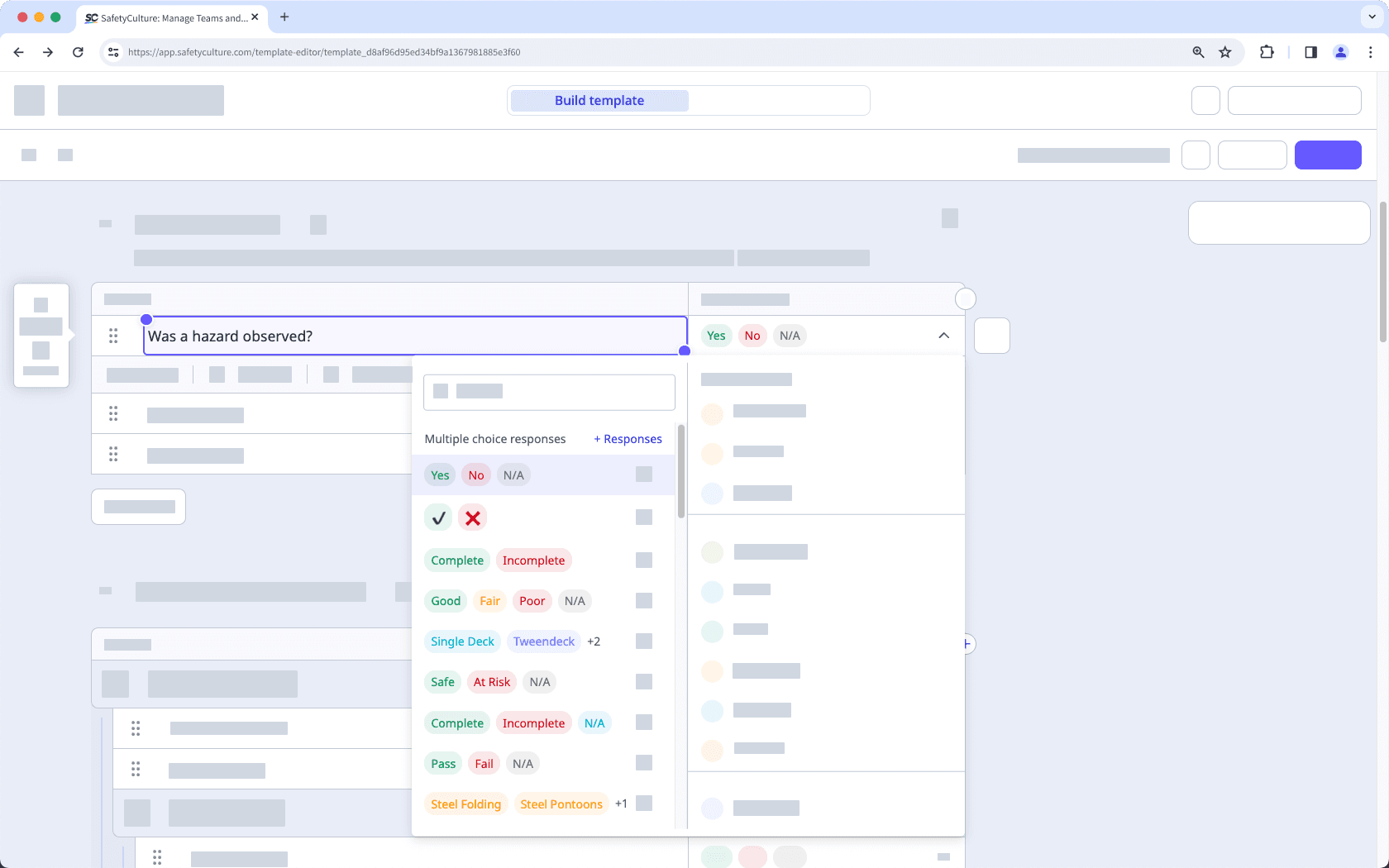 Create a multiple choice response question via the web app.