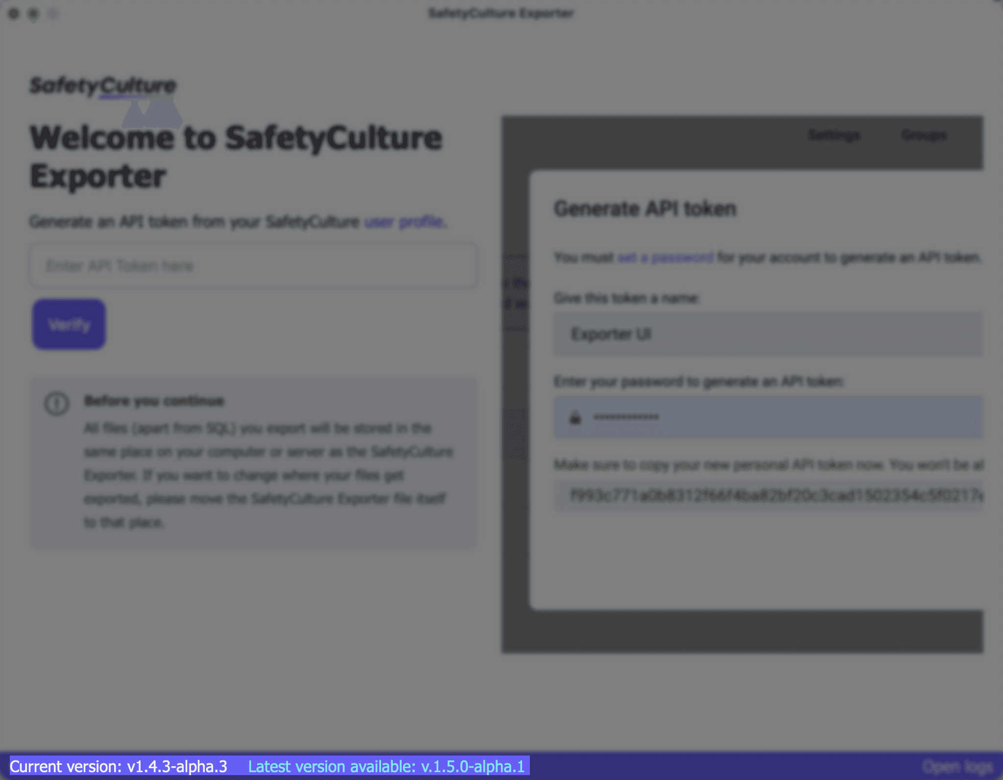 View the version of the SafetyCulture Exporter.