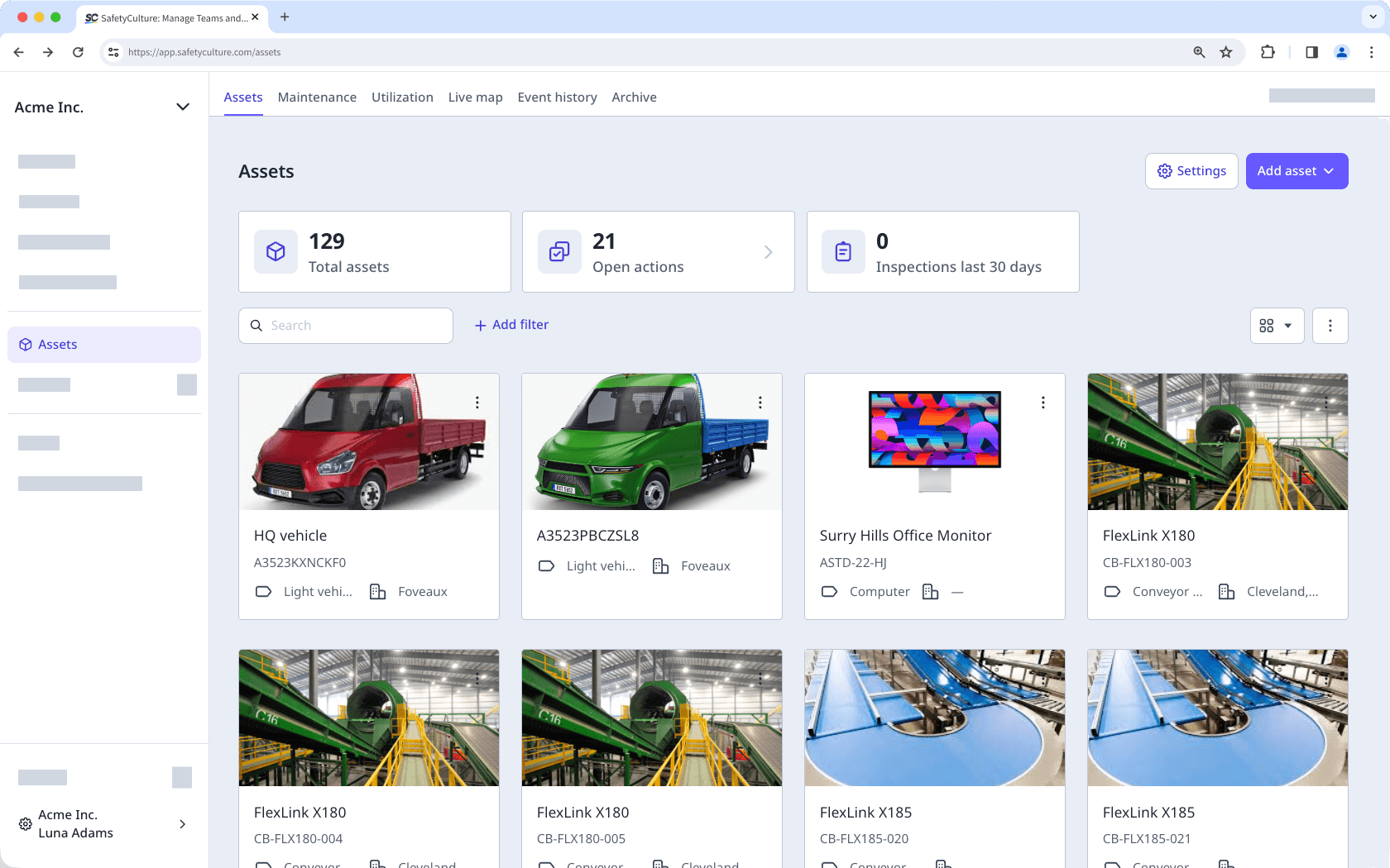 View Assets via the web app.