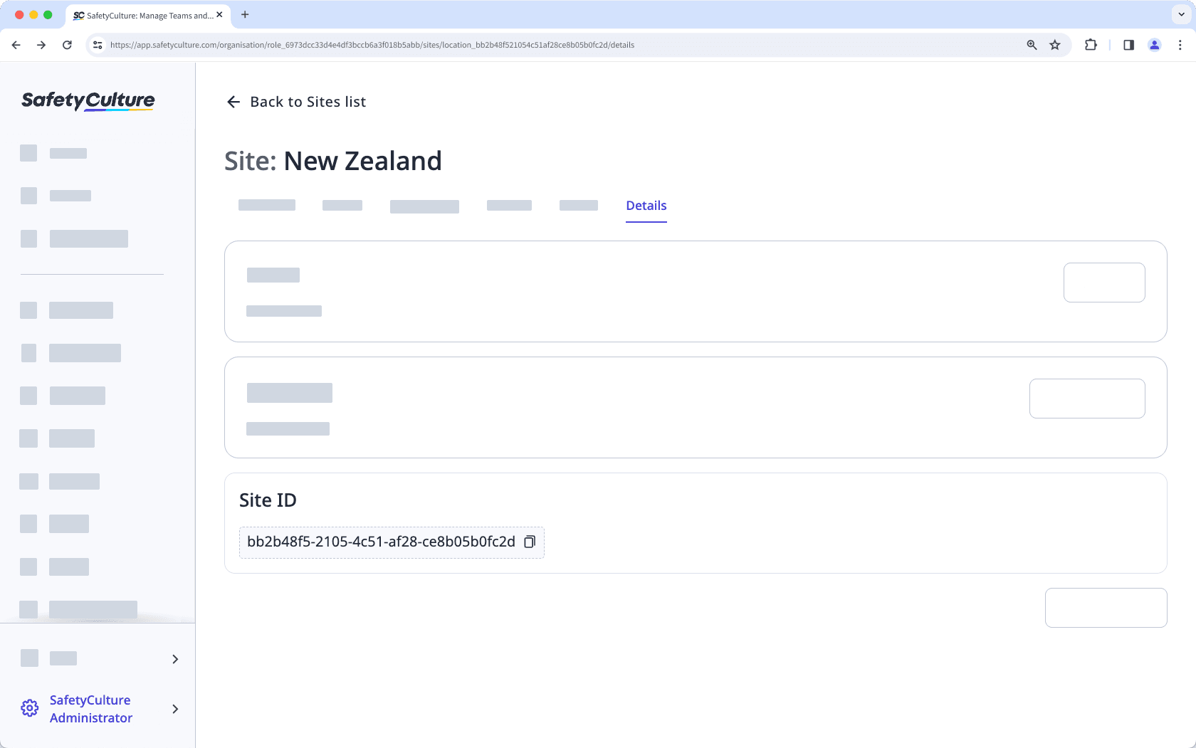 Get a site ID via the web app.
