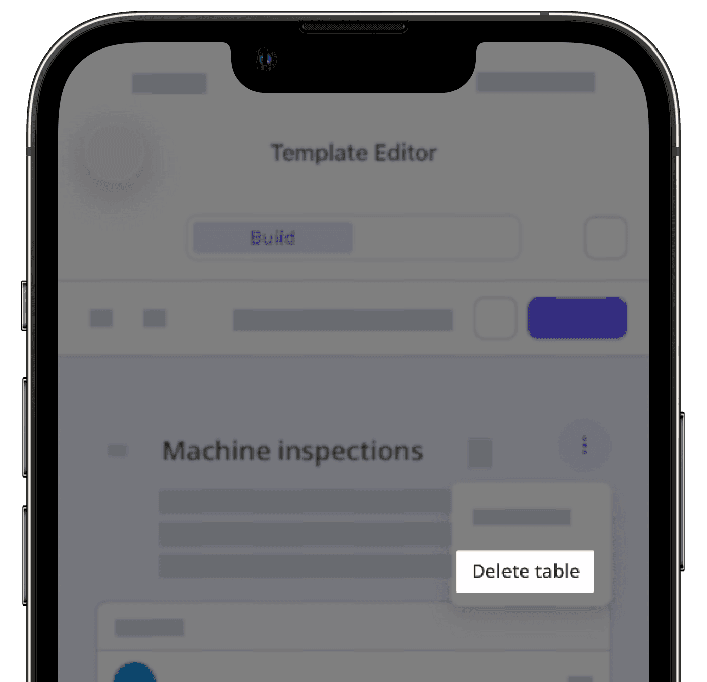 Delete a table from your template via the mobile app.