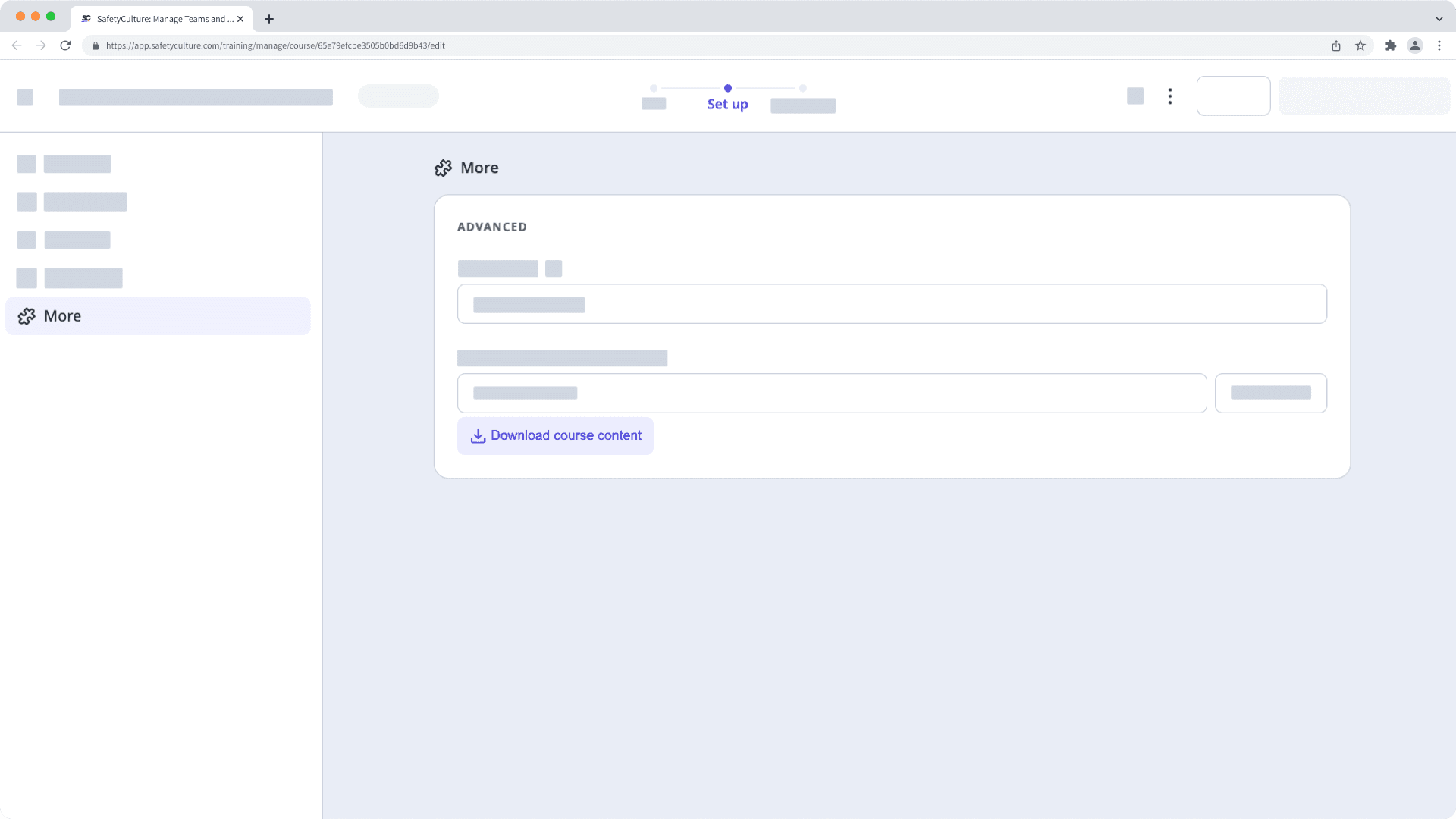Download the content of a training course as Excel via the web app.