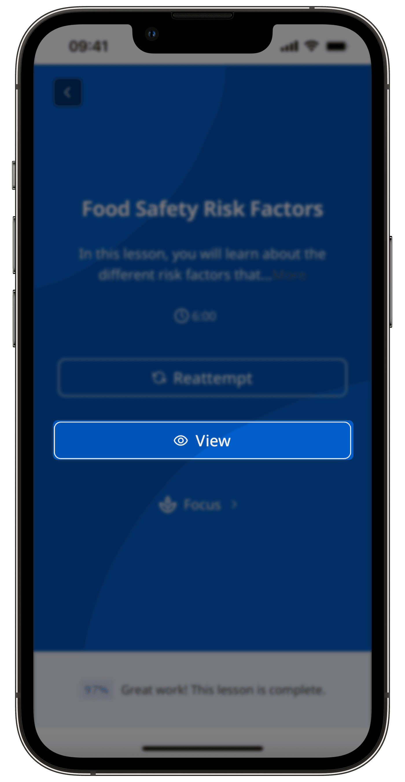 View a completed lesson via the mobile app.