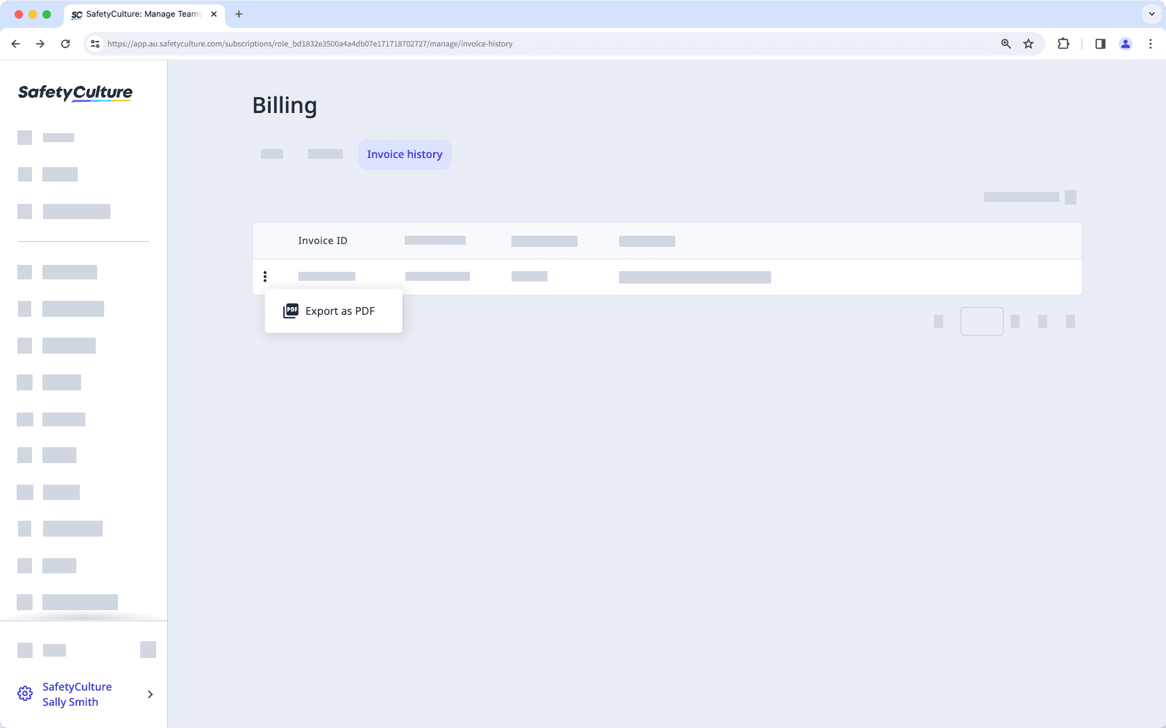 Download an invoice via the web app.