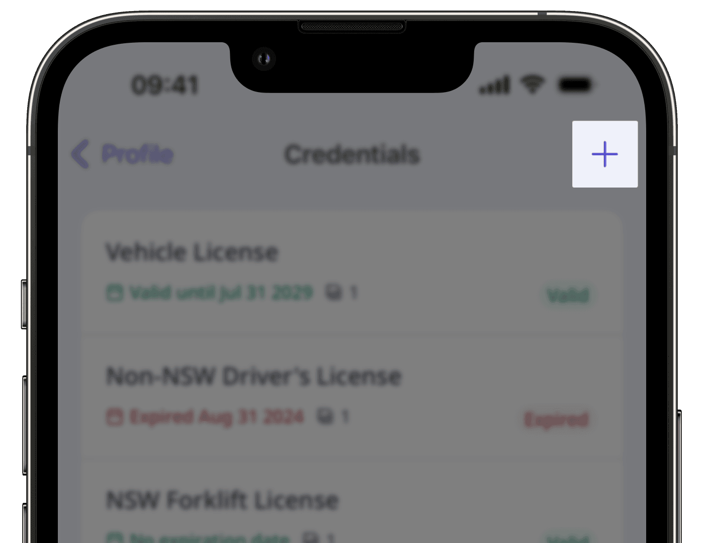 Add a credential via the mobile app.
