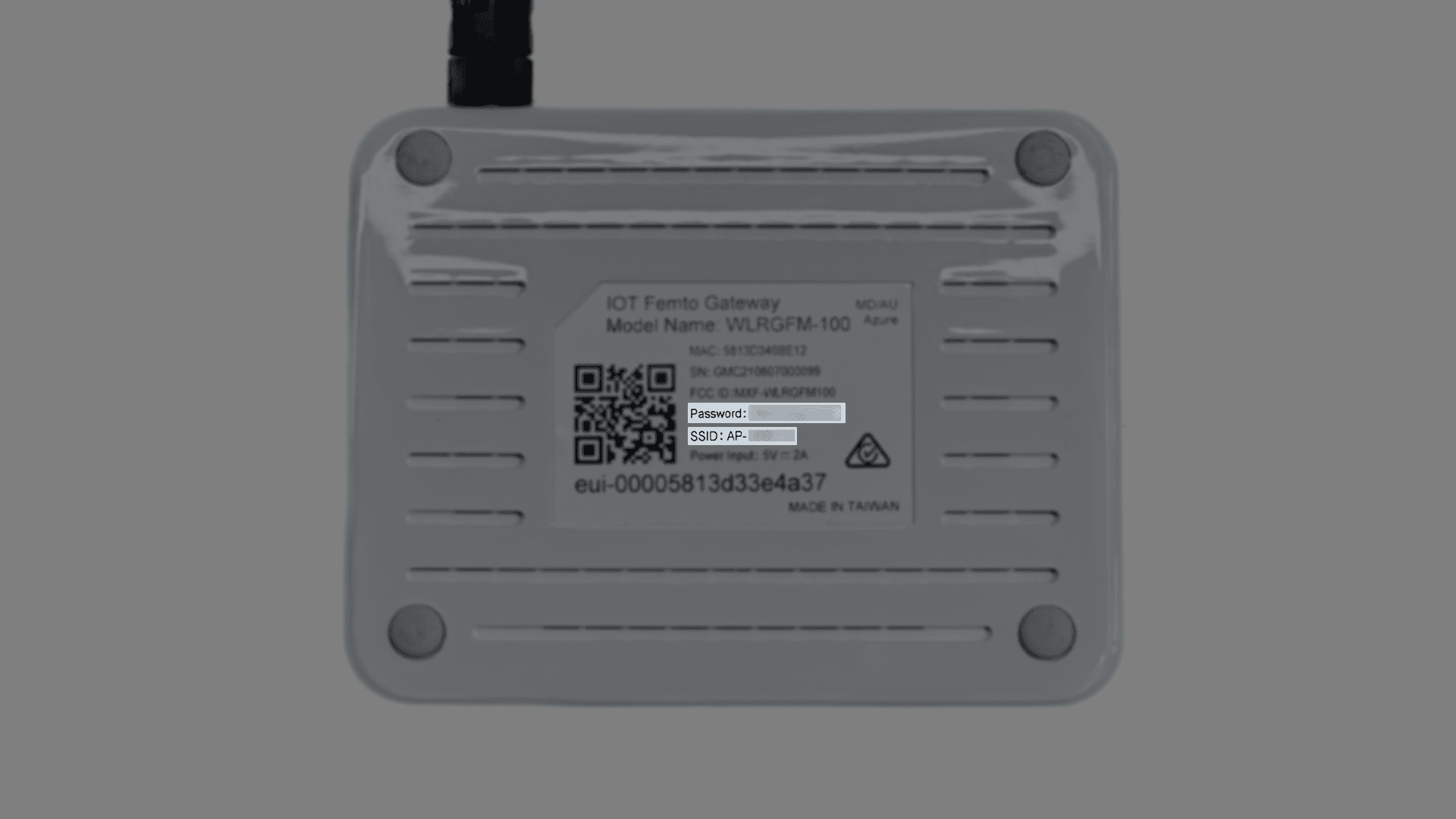 Locate the SSID and the gateway password located on the bottom of the gateway.