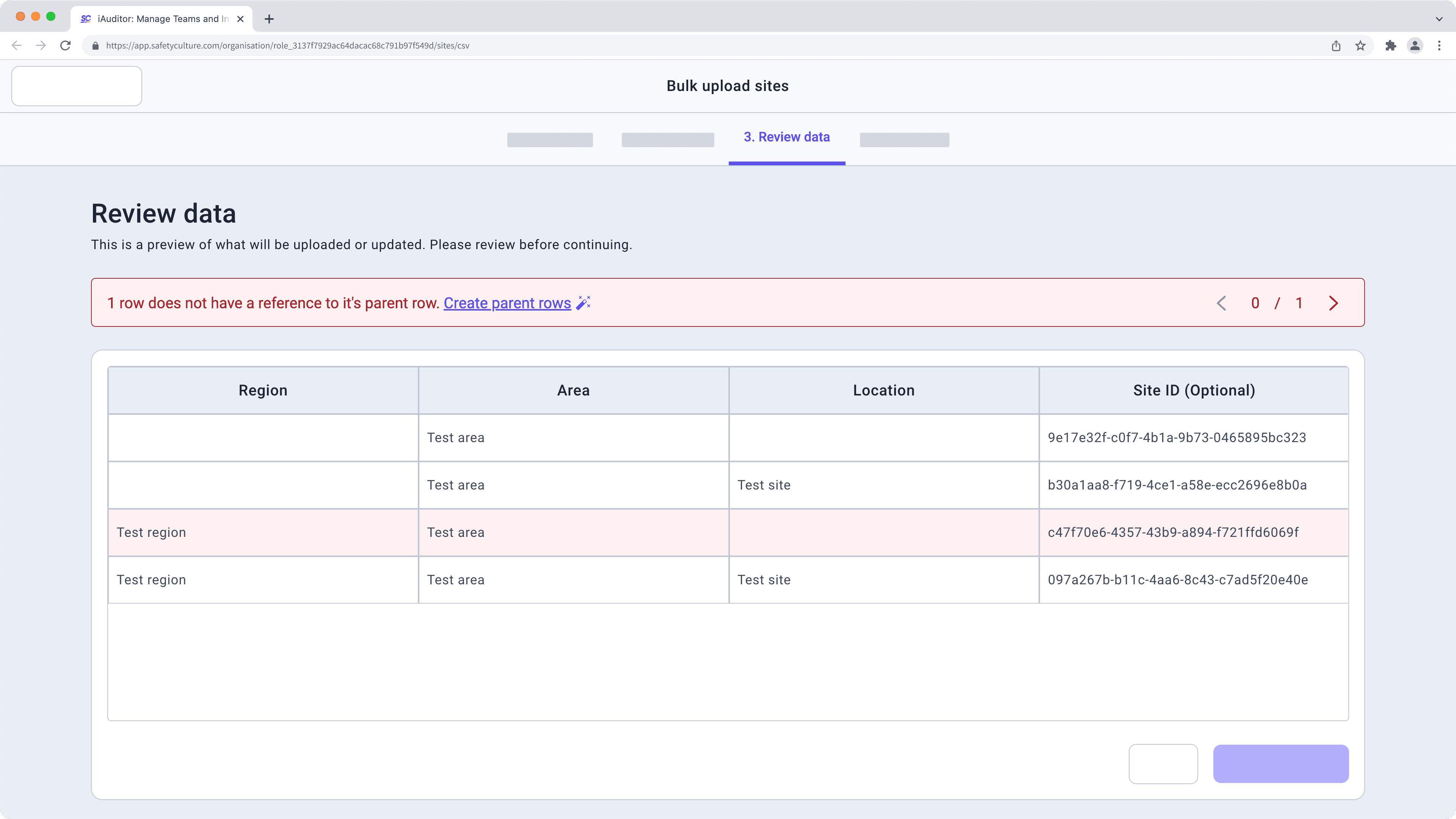 Rows do not have references to their parent rows.