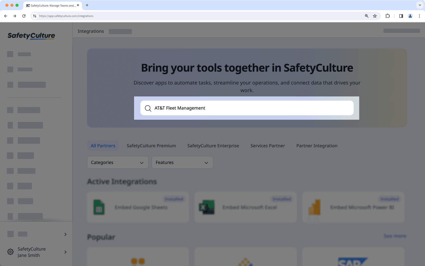 Search for AT&T Fleet Management integration via the web app.